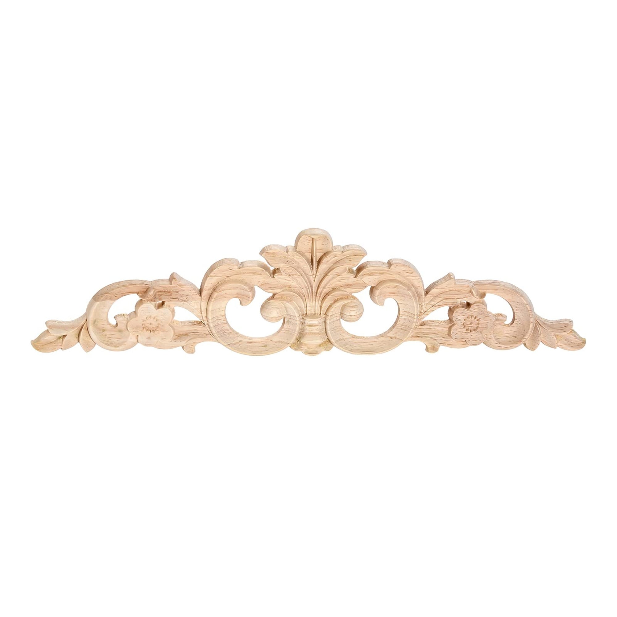 Numhew 7.9in Long 1-Pack Natural Wood Carved Applique Onlay Trim Molding
