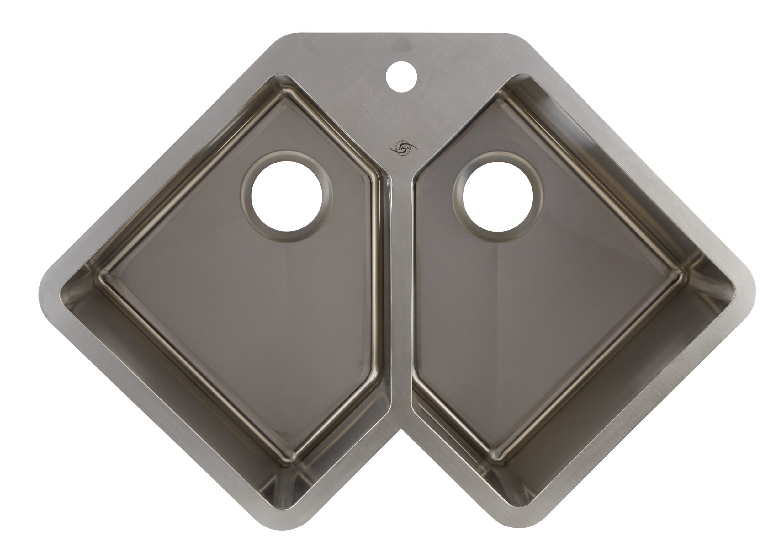 DAX DAX-347 Undermount 22.75-Inches x 32.5-Inches Stainless steel Double equal bowl 1-Hole Corner Install 16 -Gauge Kitchen Sink