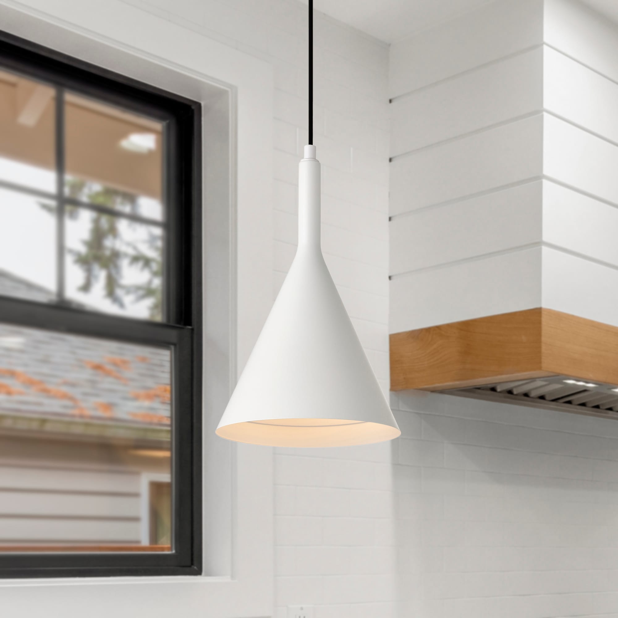 Edvivi EPJ3706WH Carson White Modern/contemporary Cone Small Hanging Pendant light
