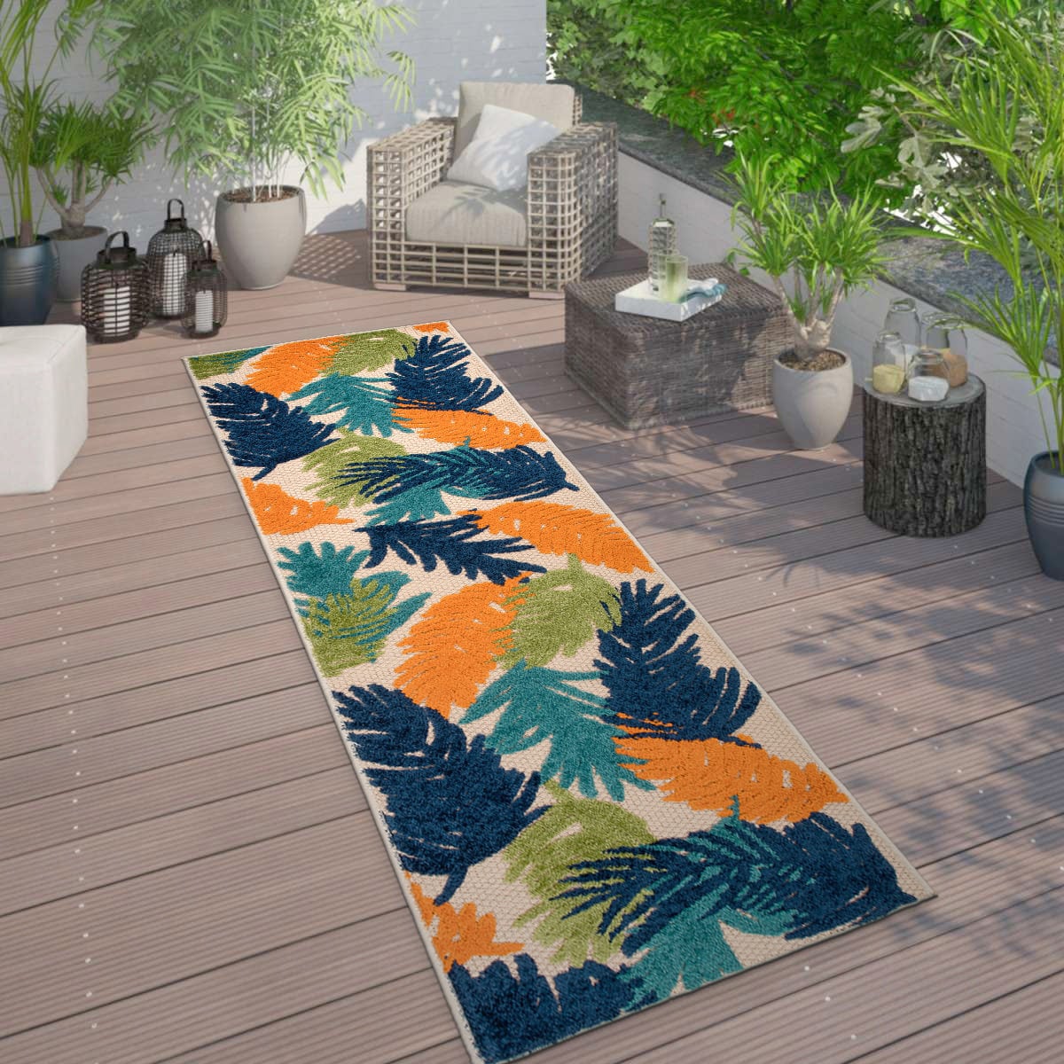 5x7 Water Resistant, Indoor Outdoor Rugs for Patios, Front Door Entry,  Entryway, Deck, Porch, Balcony | Outside Area Rug for Patio | Gray, Floral  