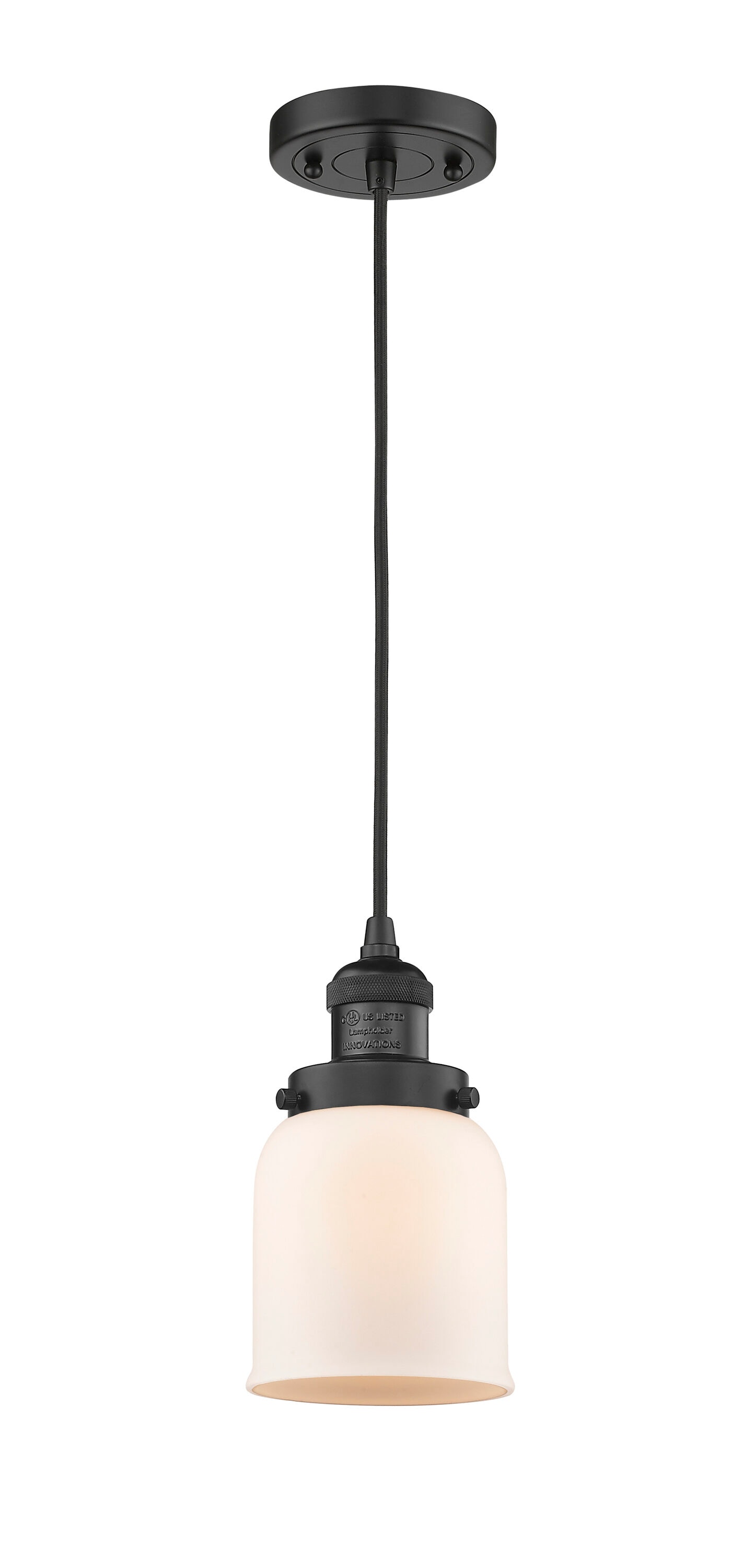 Matte Black Glass Mini Pendant Light with 10' Cord