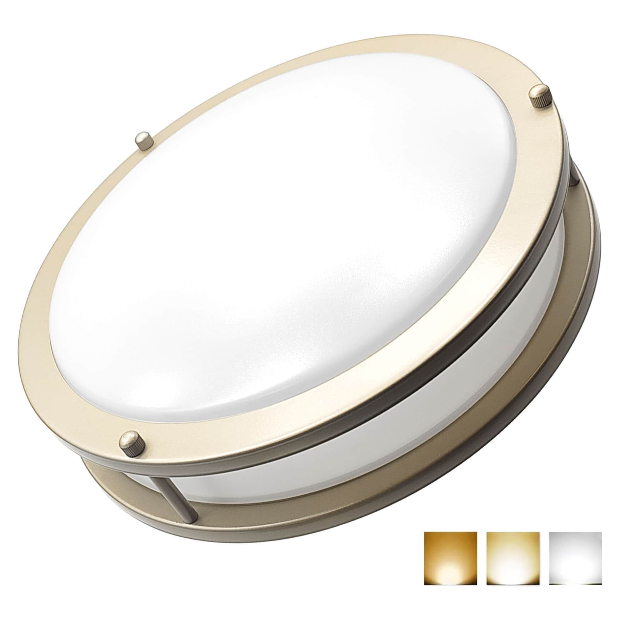 Homdec 1-Light 12-in Brushed Nickel LED Flush Mount Light In The Flush ...