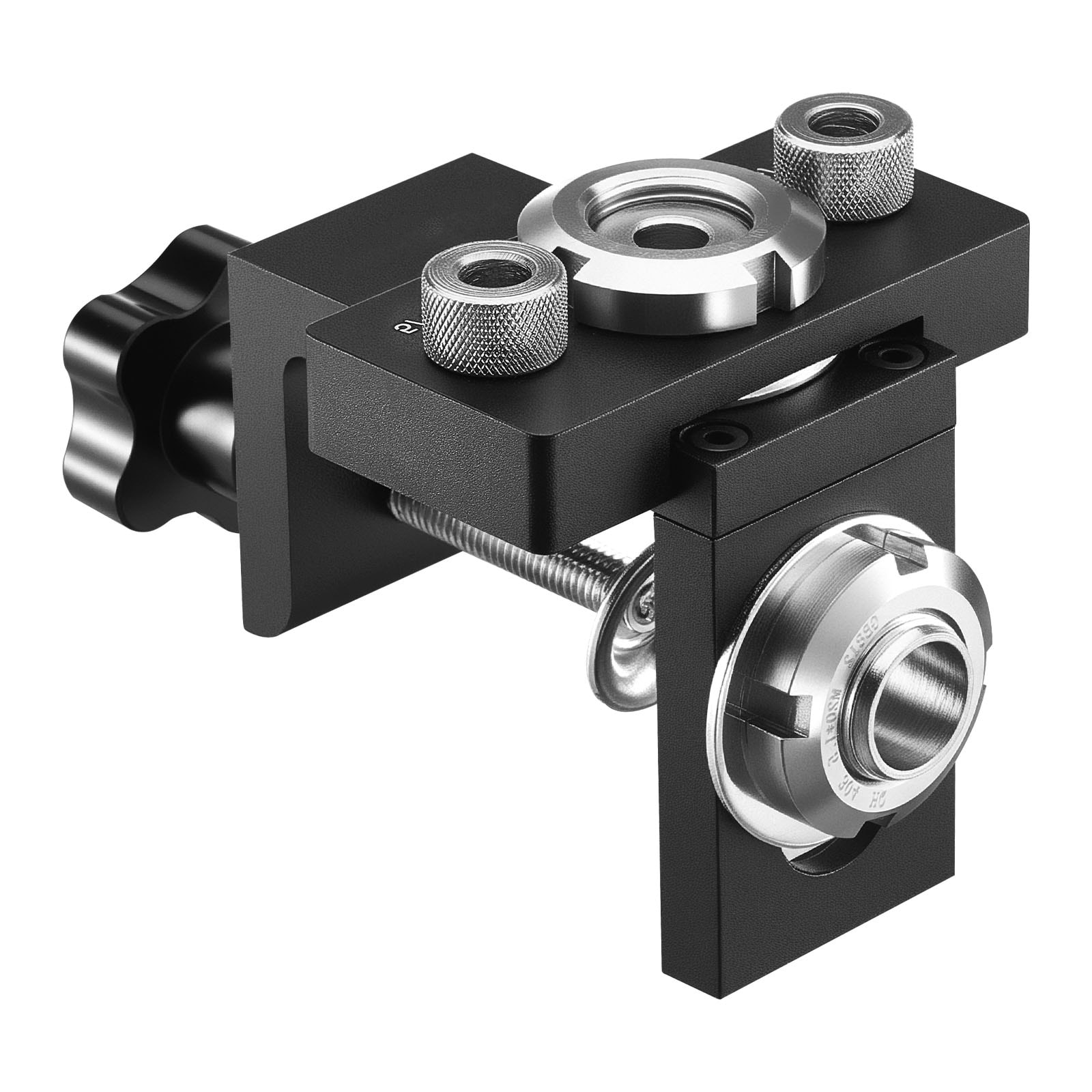 GIVIMO Self-Centering Aluminum Alloy Doweling Jig Kit Drill Guide with 3 Drill Bits 5/16-in 3/8-in and 19/32-in and 6 Bushings for Straight Hole Woodworking Joints