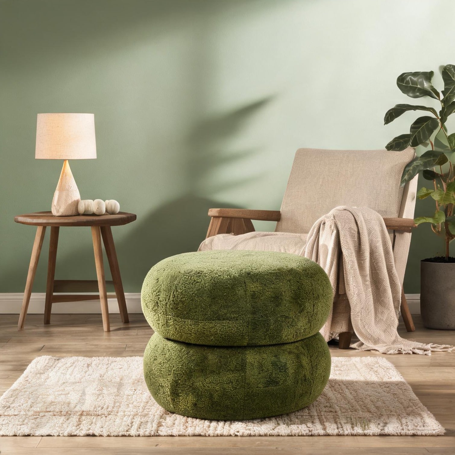 chillscreamni - Ottoman with 19.5 in pairing Living Room with Green Fleece and 19.5-Inch Fleece A...