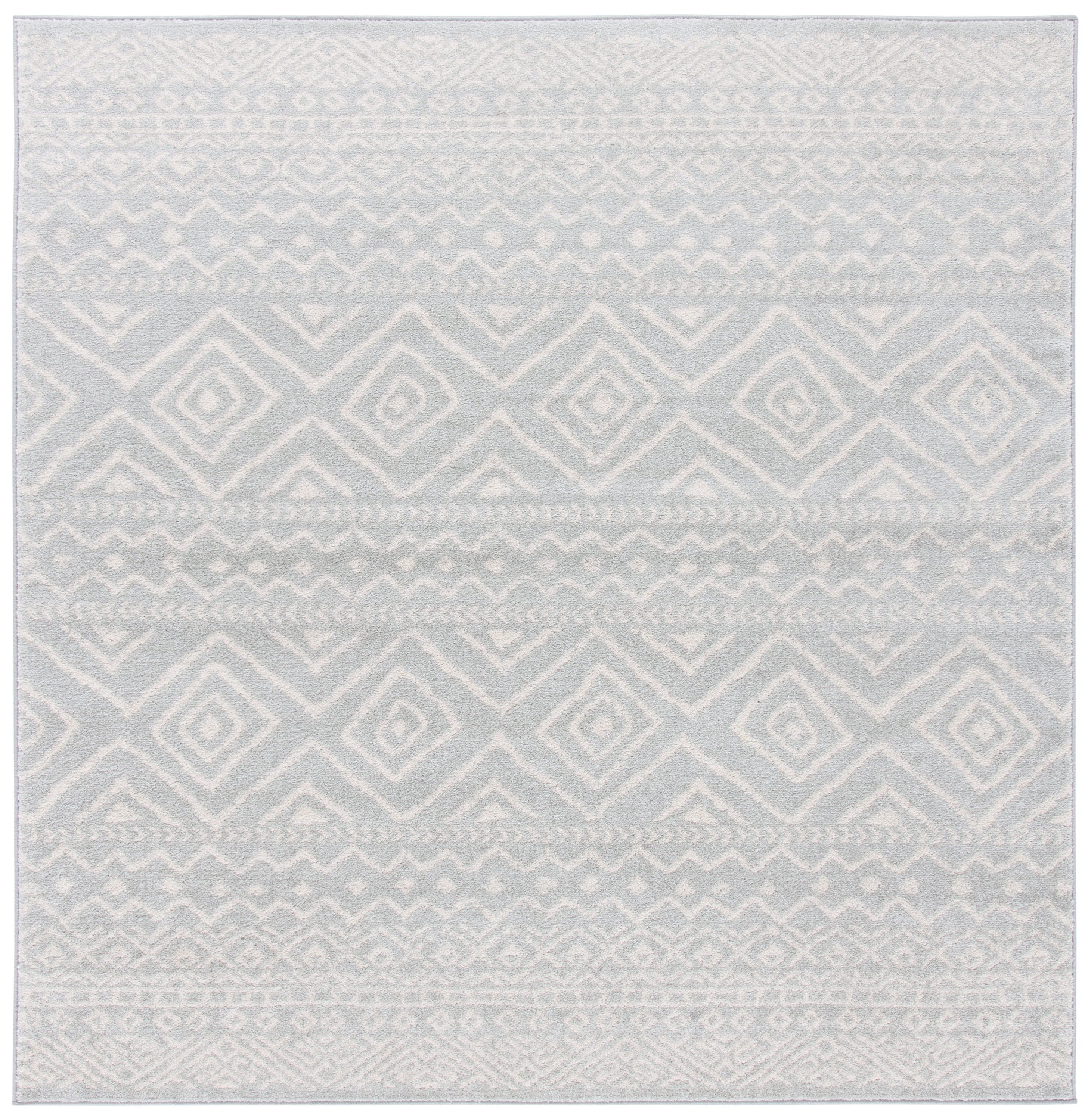 Safavieh TUL267F-7SQ Tulum Logan 7 x 7 (ft) Loomed Polypropylene Light Gray/Ivory Square Indoor Geometric Global Area rug