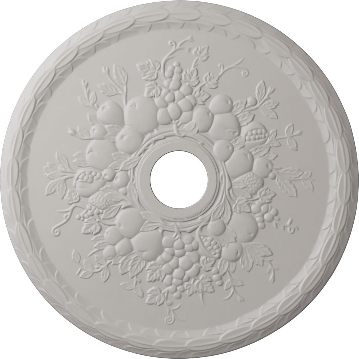 Ekena Millwork CM22GRUWF Grape 22.625-in W x 22.625-in L Painted Ultra Pure White Polyurethane Whole Ceiling Medallion