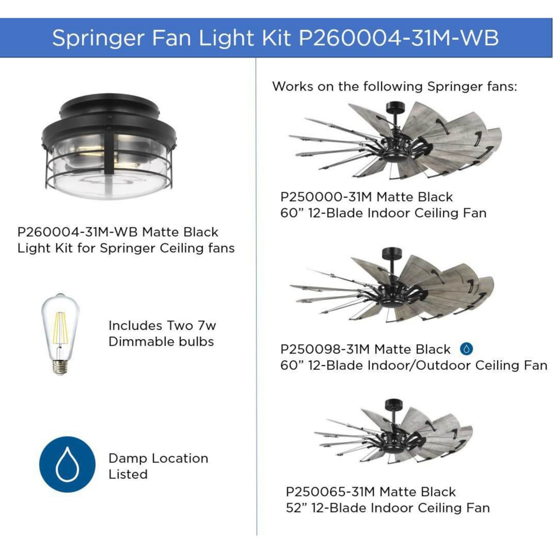 Progress Lighting P260004-31M-WB Ceiling-Fan-Blade-Arms - View #4