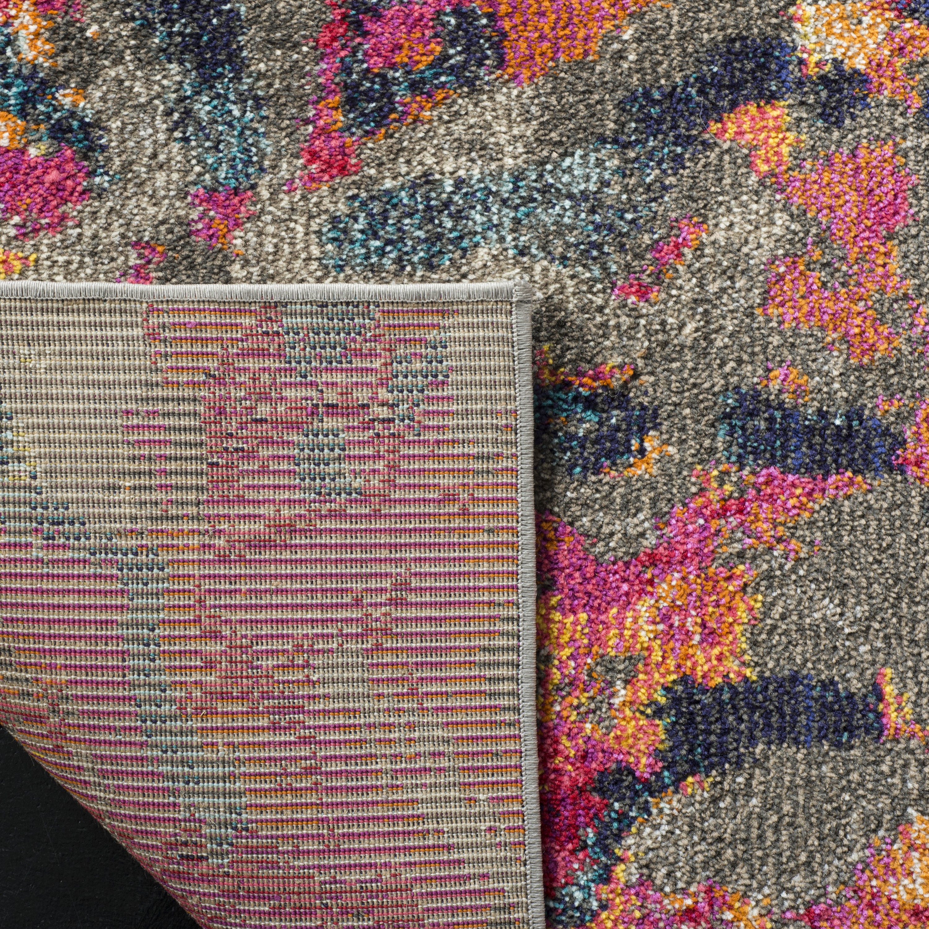 Hand-knotted Blue Synthetic Round Boho-Chic Small Rug