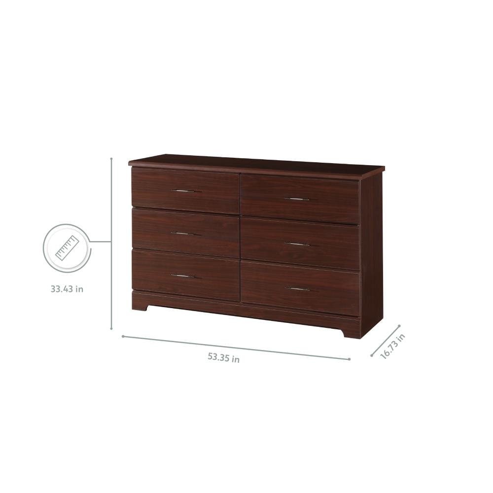 Espresso Double Dresser with Six Drawers