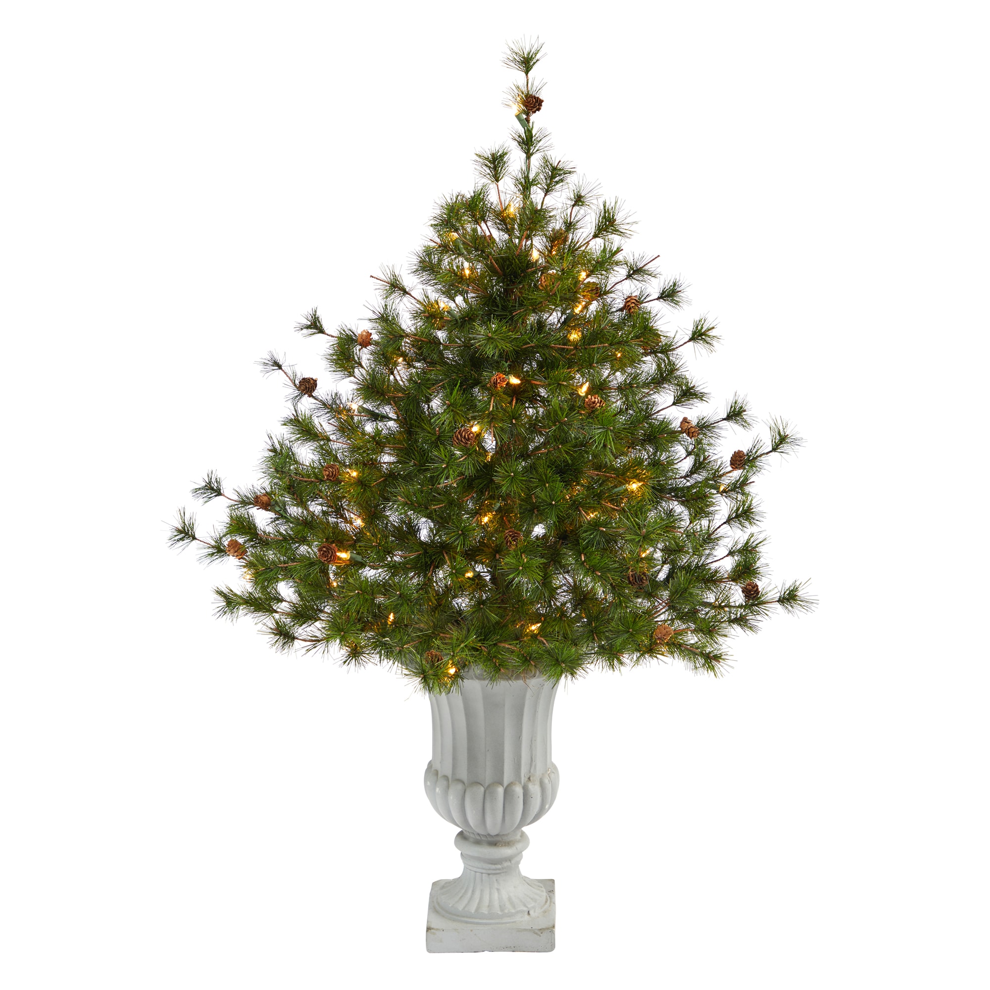 Nearly Natural 3 7 Ft Pine Pre Lit Traditional Flocked Artificial Christmas Tree 50 Constant White Clear Incandescent Lights In The Artificial Christmas Trees Department At Lowes Com