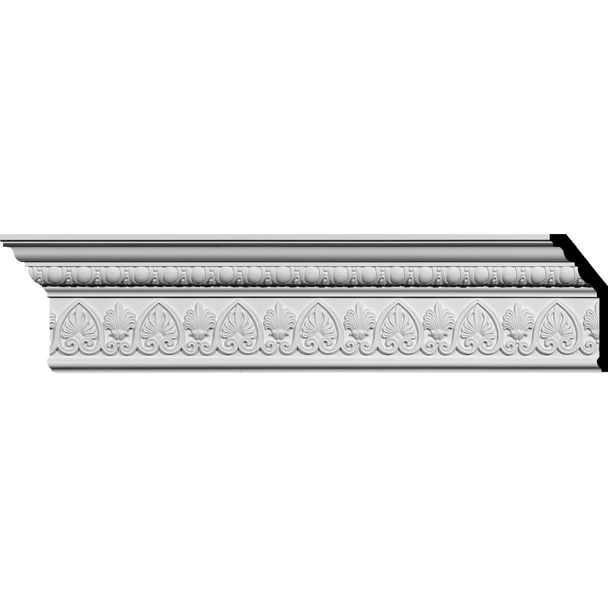 Ekena Millwork MLD06X02X07KI Kirke 7-in x 7-ft 10-1/2-in Primed Urethane Crown Moulding