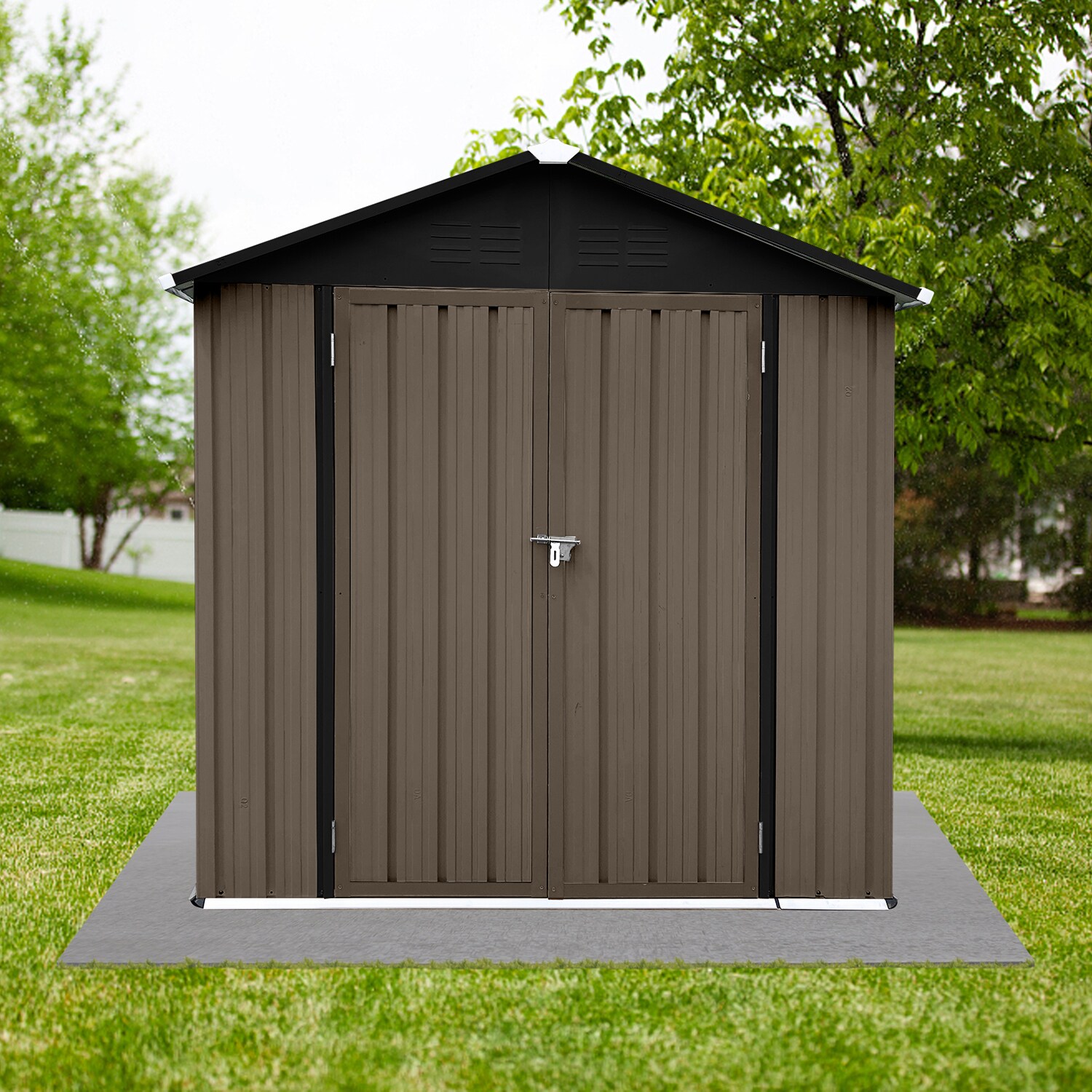 SINOFURN 4-ft x 6-ft Galvanized Steel Storage Shed in the Metal Storage ...