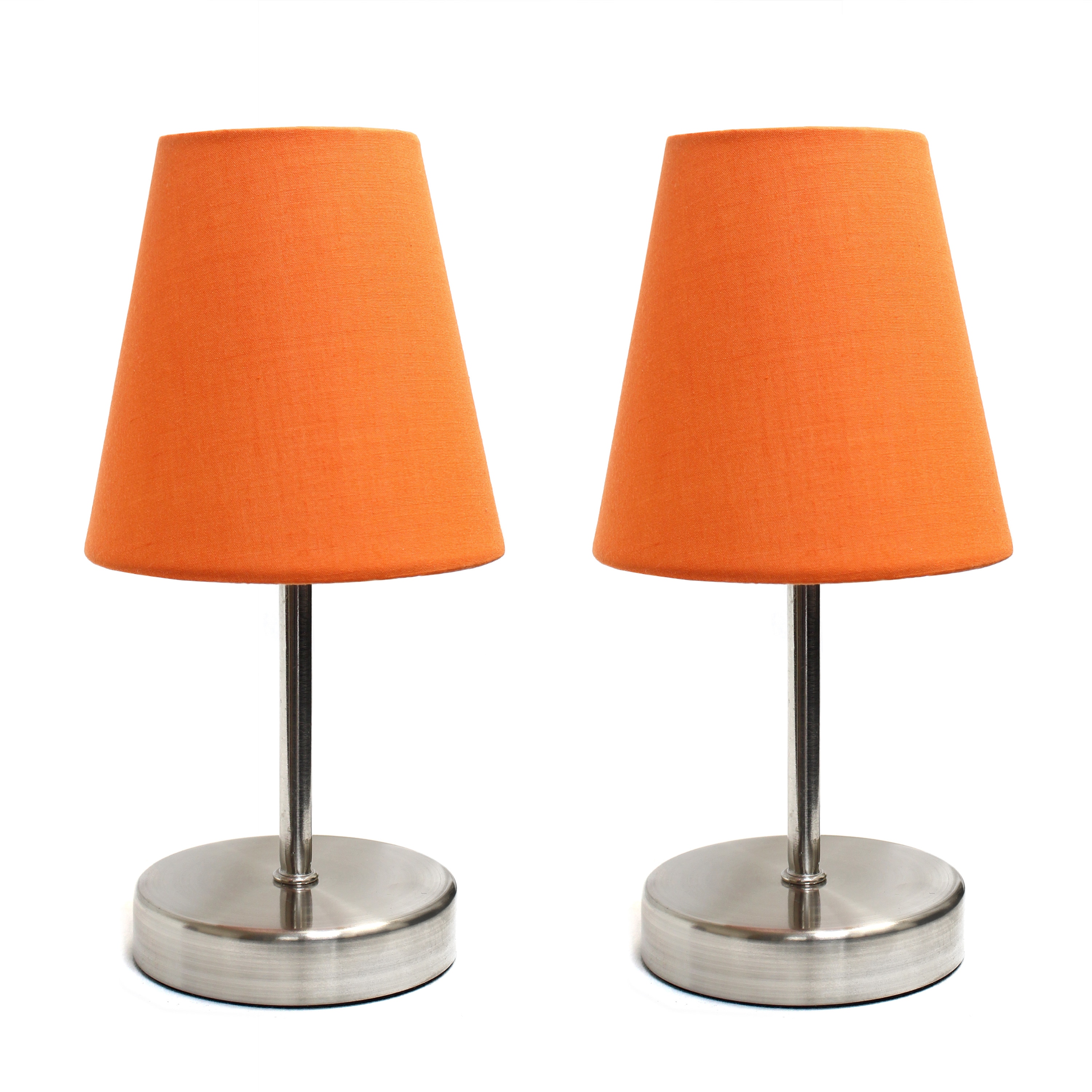 Creekwood Home CWT-2007-OG-2PK 10.5-in Sand Nickel/Orange LED On/Off switch Table Lamp with Fabric Shade 2 -Set
