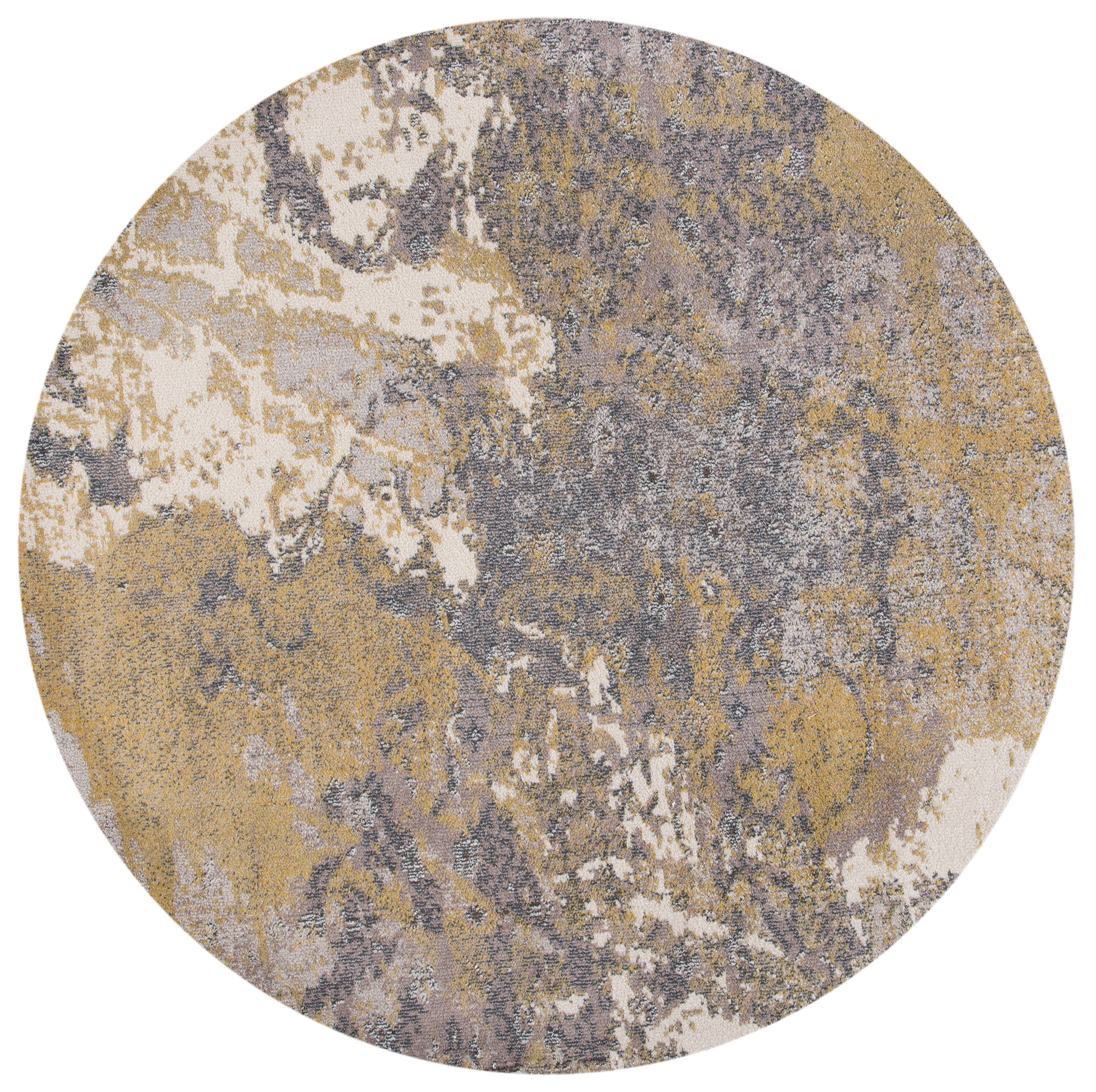 Safavieh MAD499A-7R Madison 7 x 7 (ft) Loomed Polypropylene Ivory/Gray Round Indoor Abstract Bohemian/Eclectic Area rug