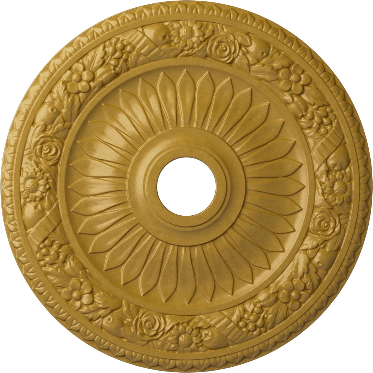 Ekena Millwork CM23BEIGS Bellona 23.625-in W x 23.625-in L Painted Iridescent Gold Polyurethane Whole Ceiling Medallion