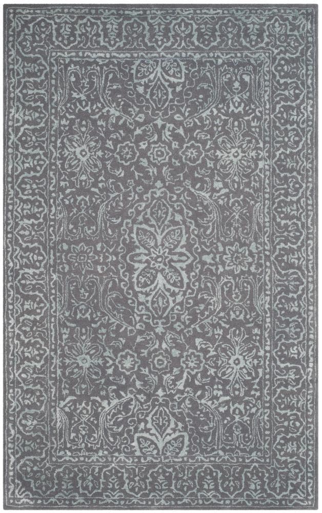 Safavieh GLM516C-4 Glamour Cleo 4 x 6 (ft) Tufted Synthetic Opal/Gray Rectangular Indoor Floral/Botanical Vintage Area rug