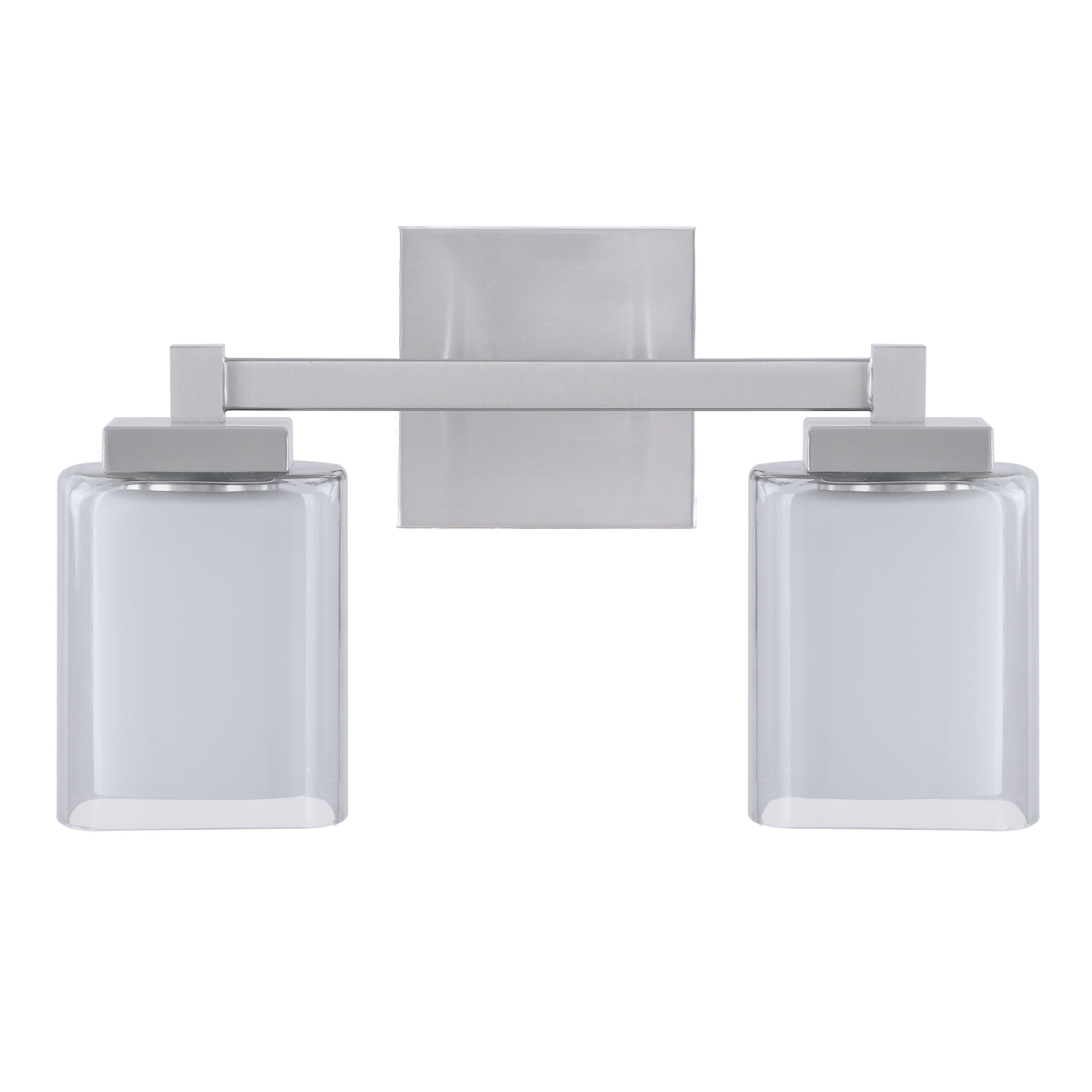 15" Satin Nickel 2-Light Vanity with Clear Glass Shades
