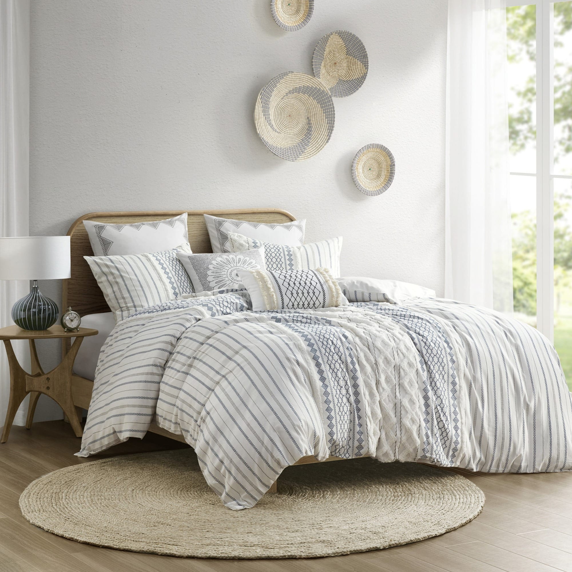 HyperDrop Cart King/Cal King Cotton Chenille Printed Duvet Cover Set - Heavy-Duty All-Season Fabric for Master Suite