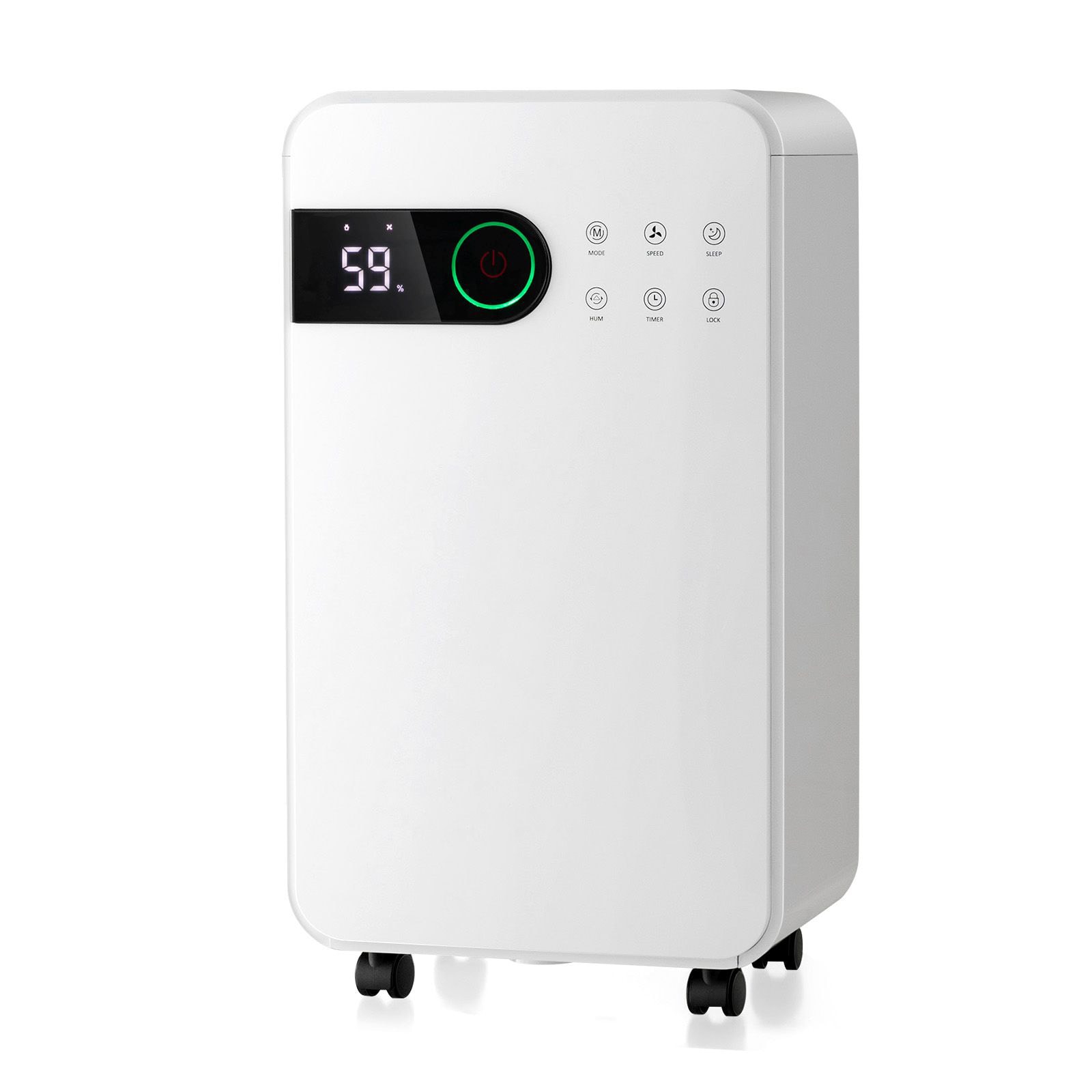 Slickblue Portable Home Dehumidifier Unit (0.6 Gallon) White 32 Pint 2 Speed Dehumidifier for Rooms 2000 Square Feet with Drain Hose Timer for Basement or Bedroom #D-CO-HW-SU06201SE