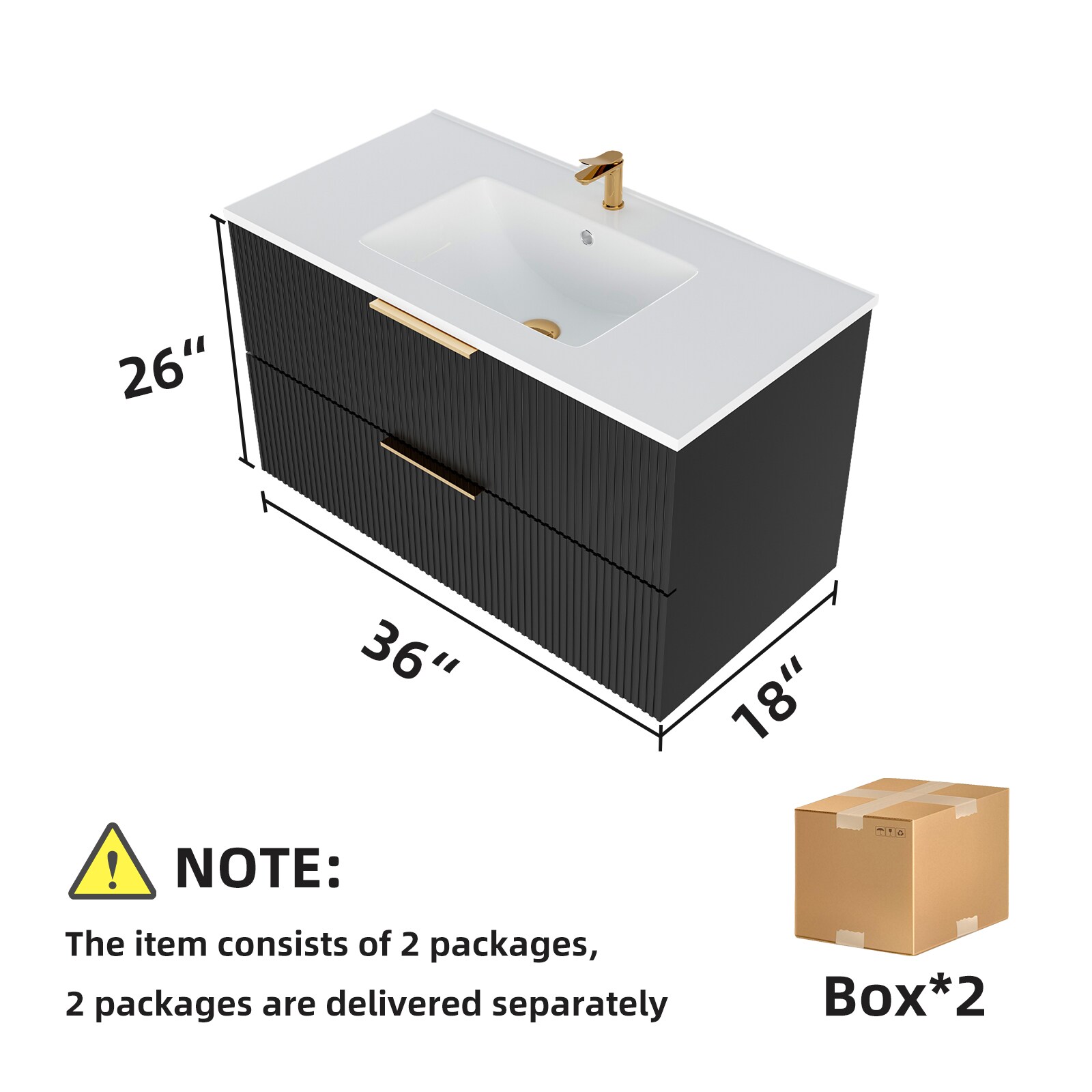Vynxaria 17.72-in Black Floating Bathroom Vanity with Top #LS0505-W3520975L1