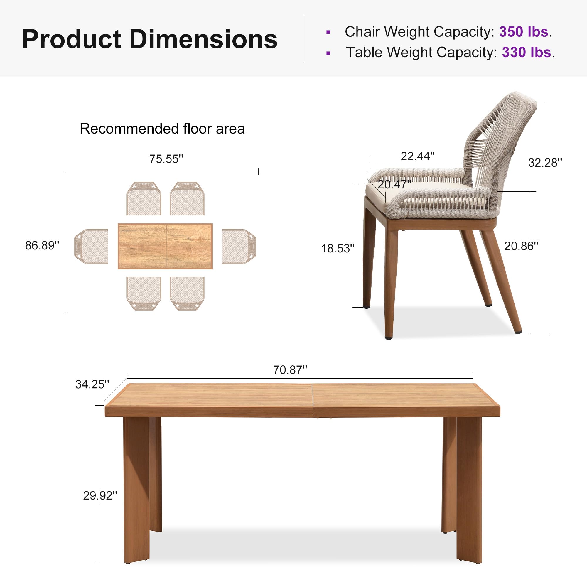 PURPLE LEAF LS06-DS07-SKS-180 Patio-Dining-Sets - View #8