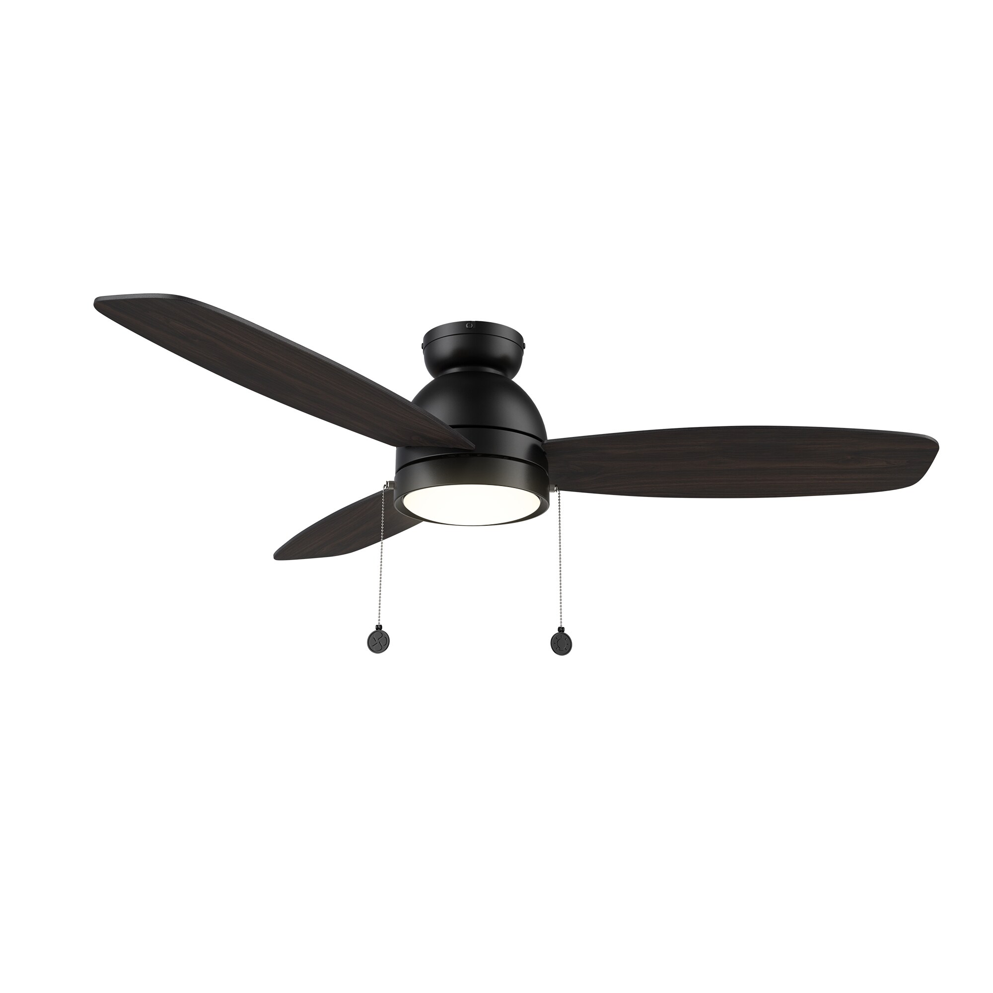 CARRO USA NCFP523Q5-L11-B5-FM Reims 52-in Integrated LED Flush Mount Black with Walnut Blades Ceiling Fan With Light ( 3 -Blade )