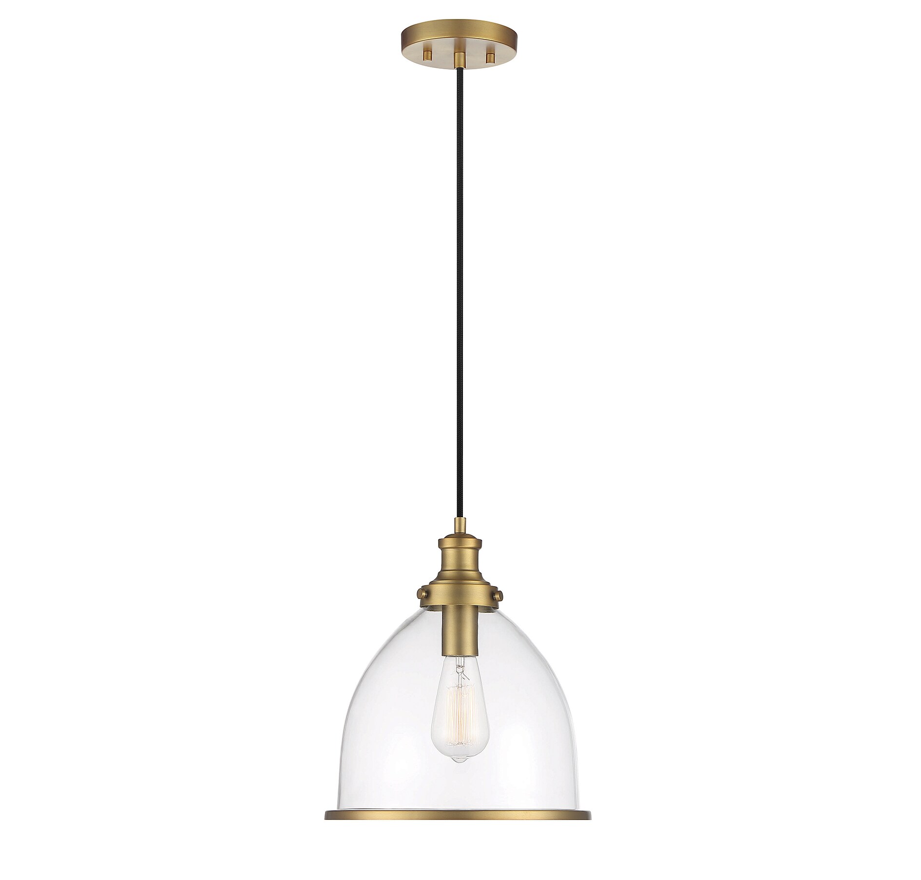 Meridian Lite Trends M70119NB Meridian Natural Brass Vintage Clear glass Dome Medium Hanging Pendant light