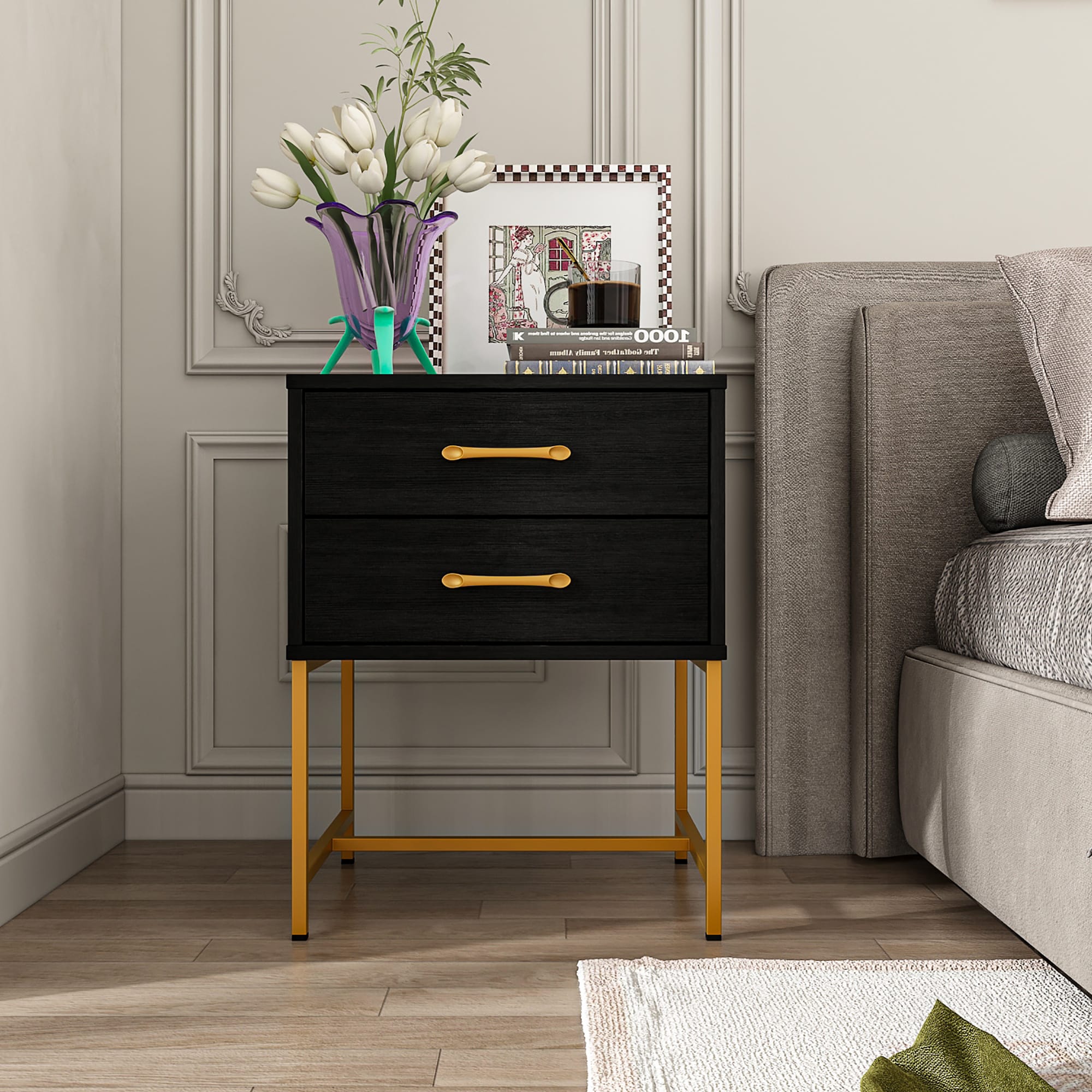 FUFU&GAGA LJY-KF200143-02 Nightstand Black Nightstand