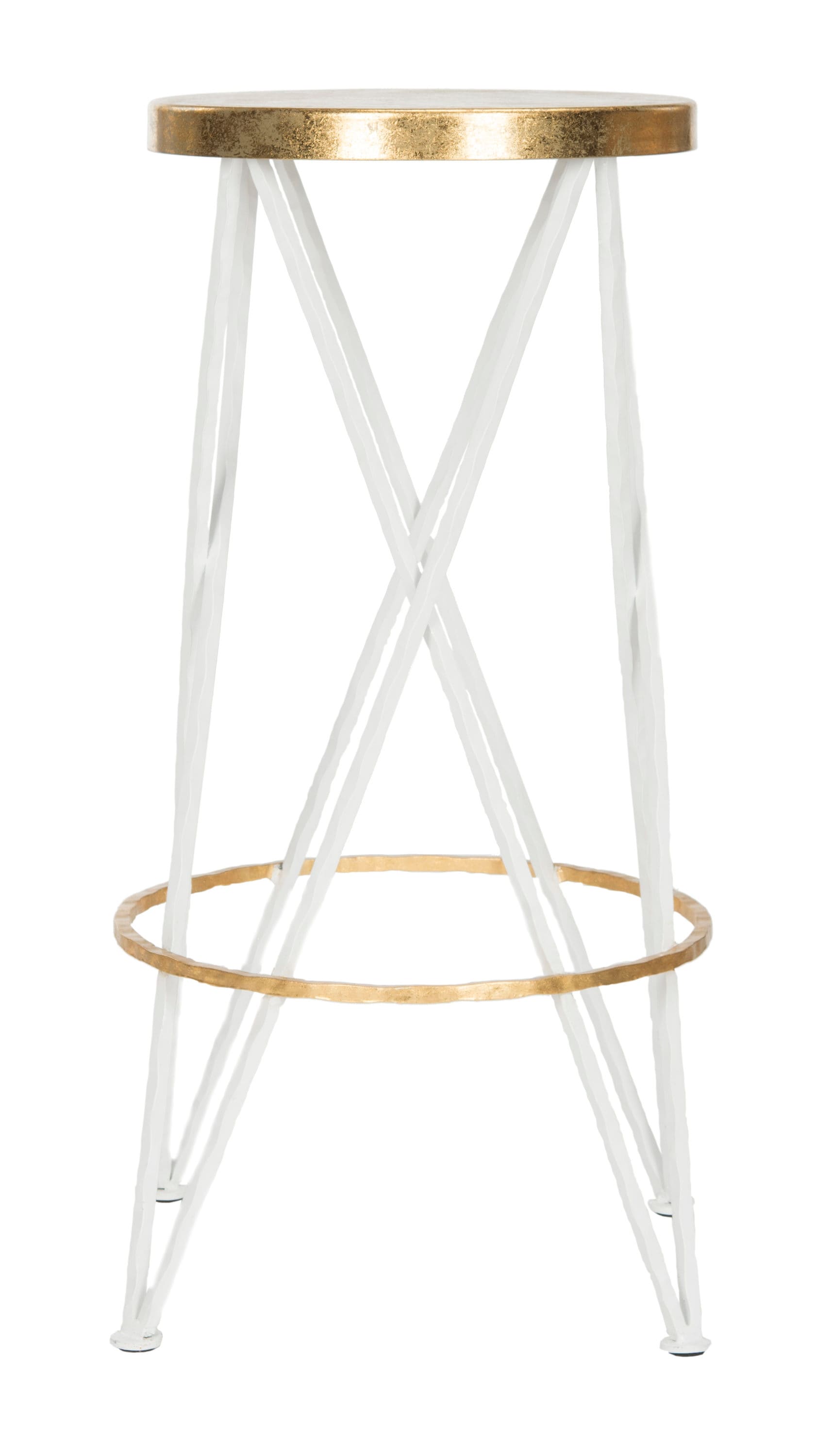 Hester 30" White and Gold Metal Bar Stool