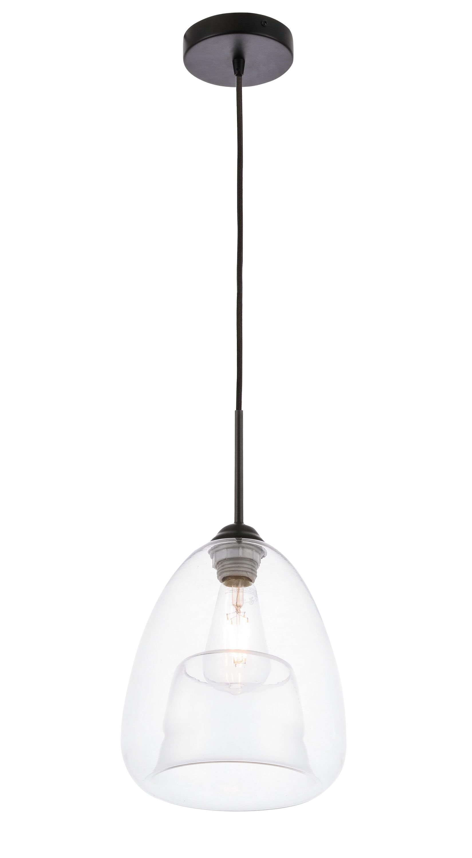 Kason Contemporary Black Finish Clear Glass Pendant Light