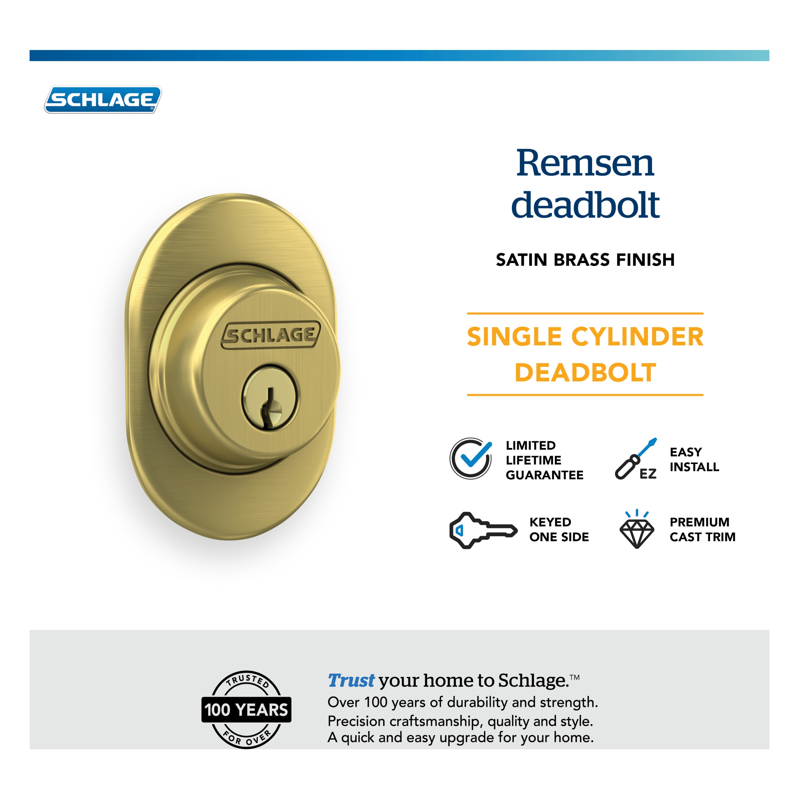 Schlage B60 RMN 608 Door-Deadbolts - View #5