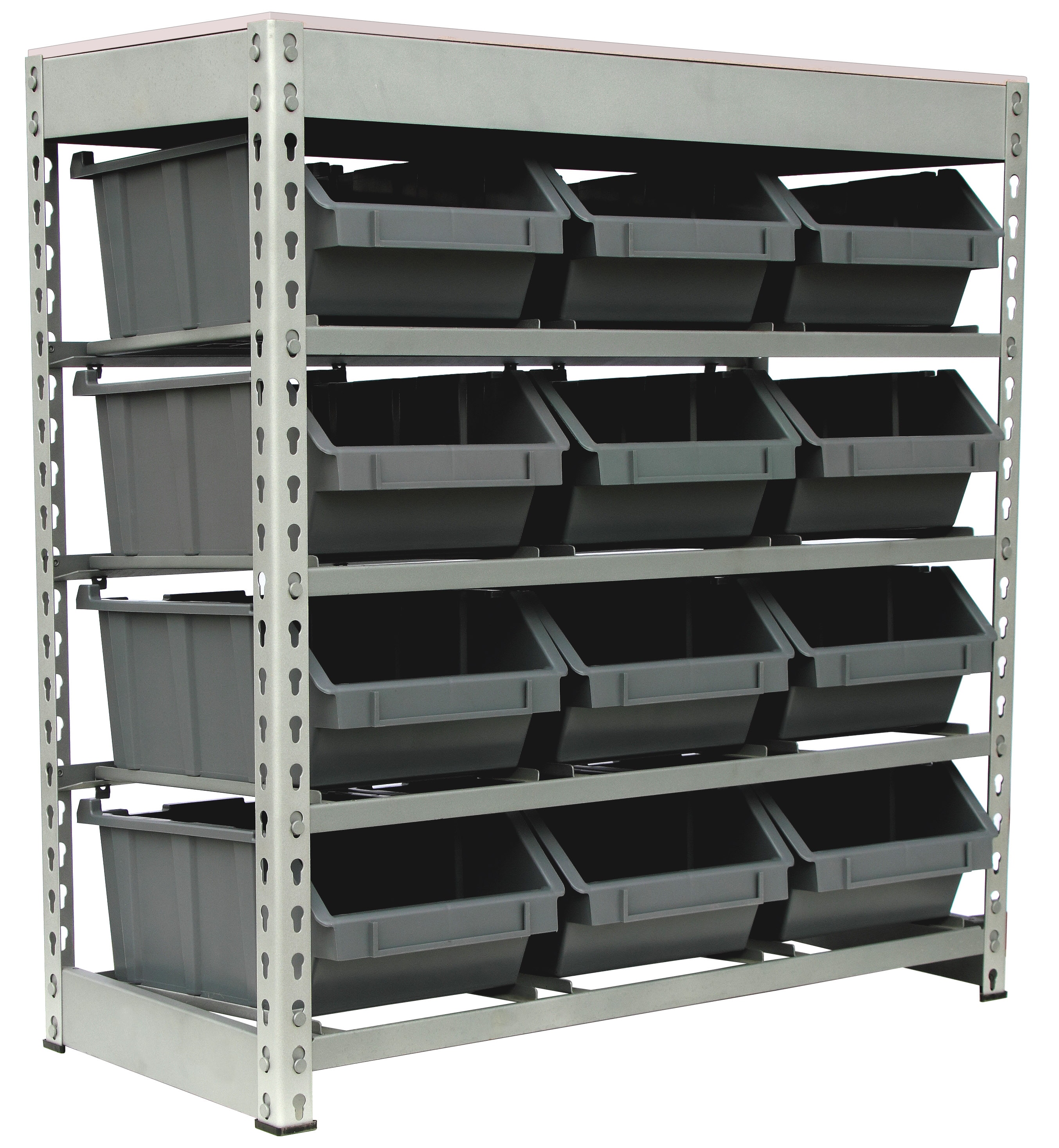 KING'S RACK Storage Bin Rack System Steel Heavy Duty 6-Tier Utility  Shelving Unit (66-in W x 15-in D x 50-in H), Gray