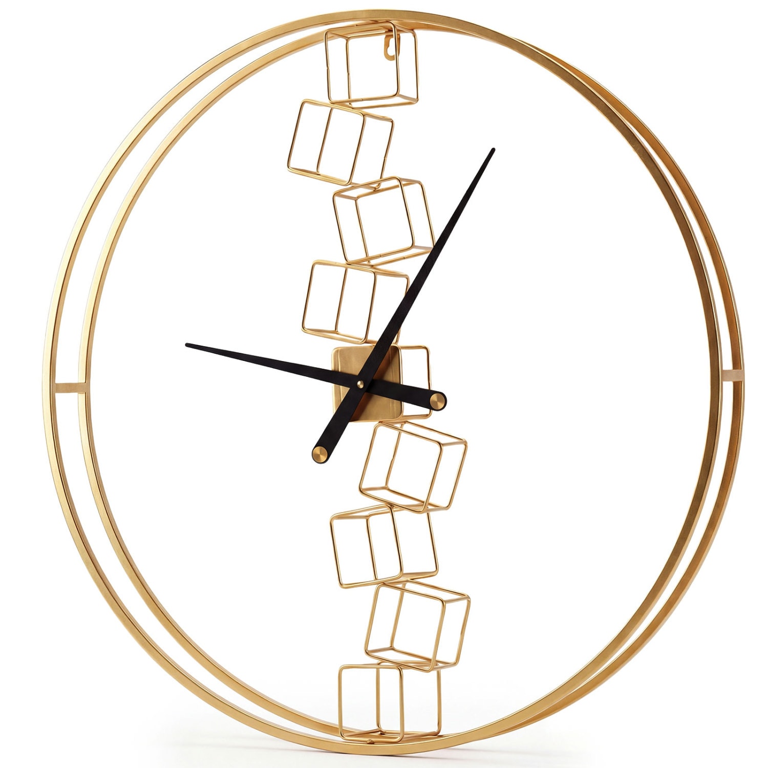 Slickblue - Modern 27 in Round Yellow Metal Wall Clock with Non Ticking  Quartz movement for Livi...