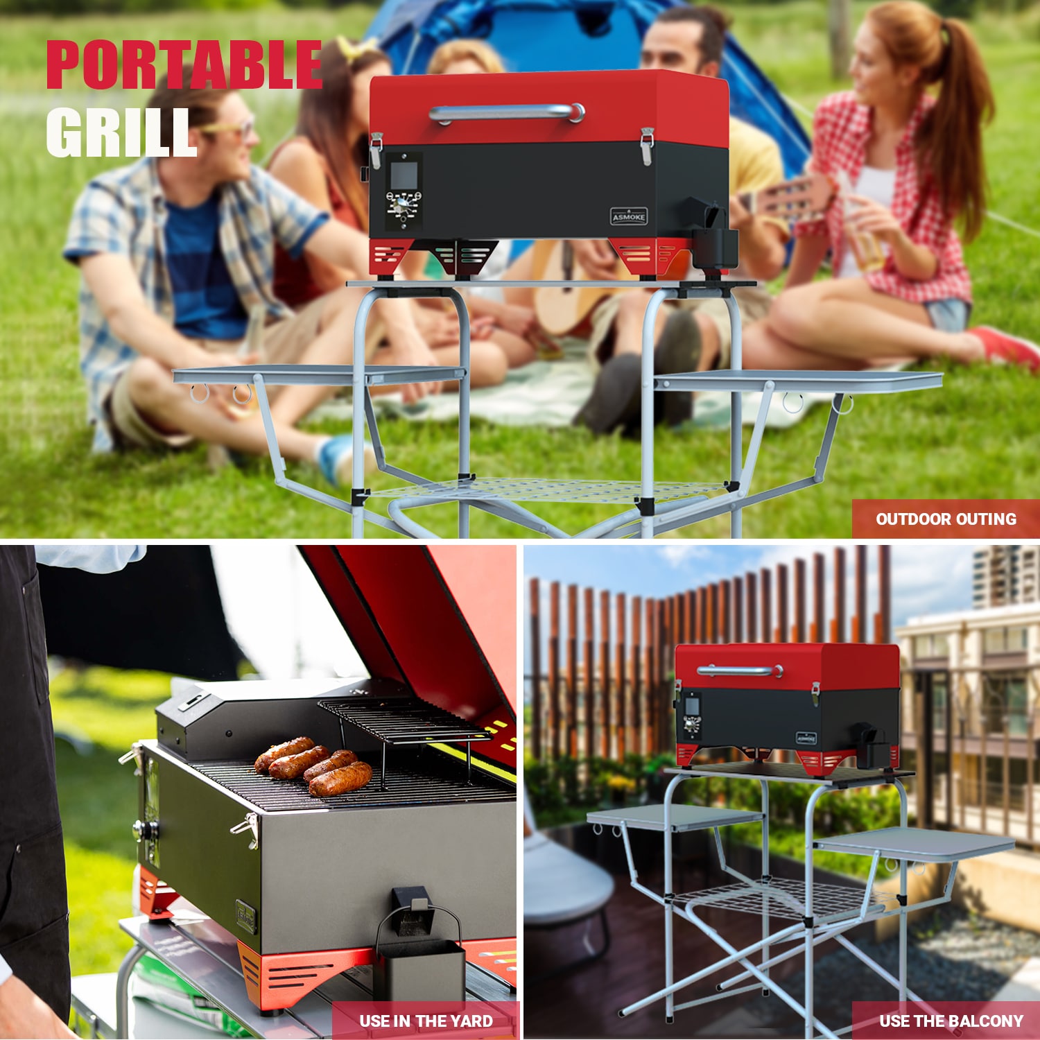 ASMOKE AS300 256-Sq in Red Pellet Grill at Lowes.com