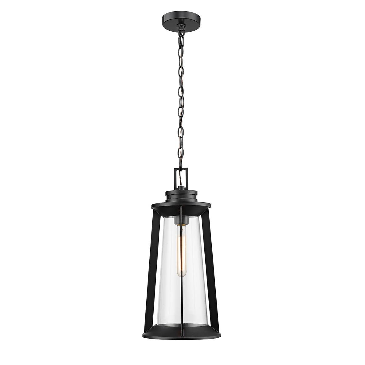 Millennium Lighting 8204-PBK Bolling Powder Coat Black Transitional Clear glass Geometric Mini Indoor/Outdoor Hanging Pendant light