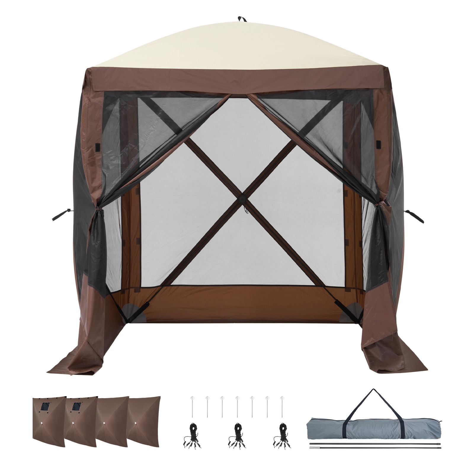 SVOPES SVOPESZPSLTZS08294V0 6-ft x 6-ft Tent-style pavilion Brown Gazebo with Hardtop Roof