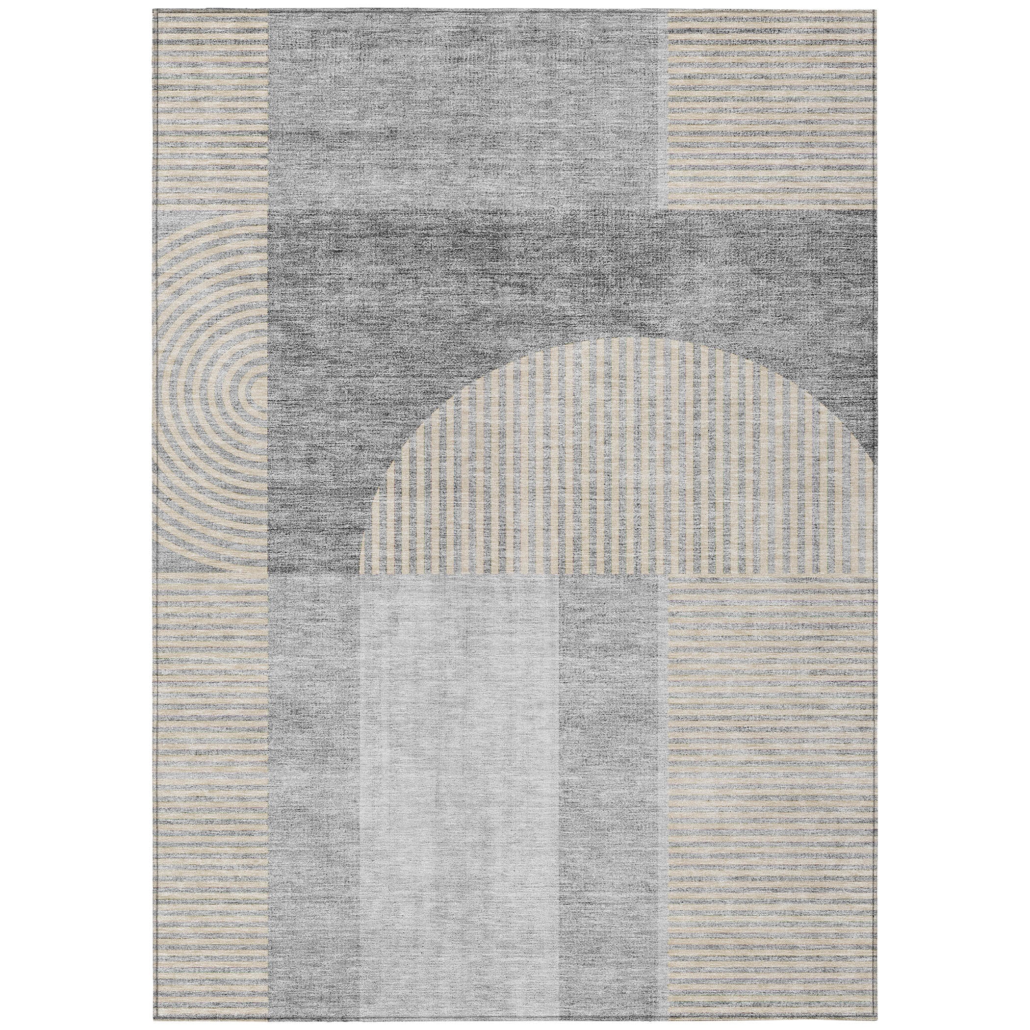Addison Rugs ACN711SV5X8 Chantille ACN711SV 5 x 7 (ft) Polyester Silver Rectangular Indoor/Outdoor Geometric Machine washable Area rug