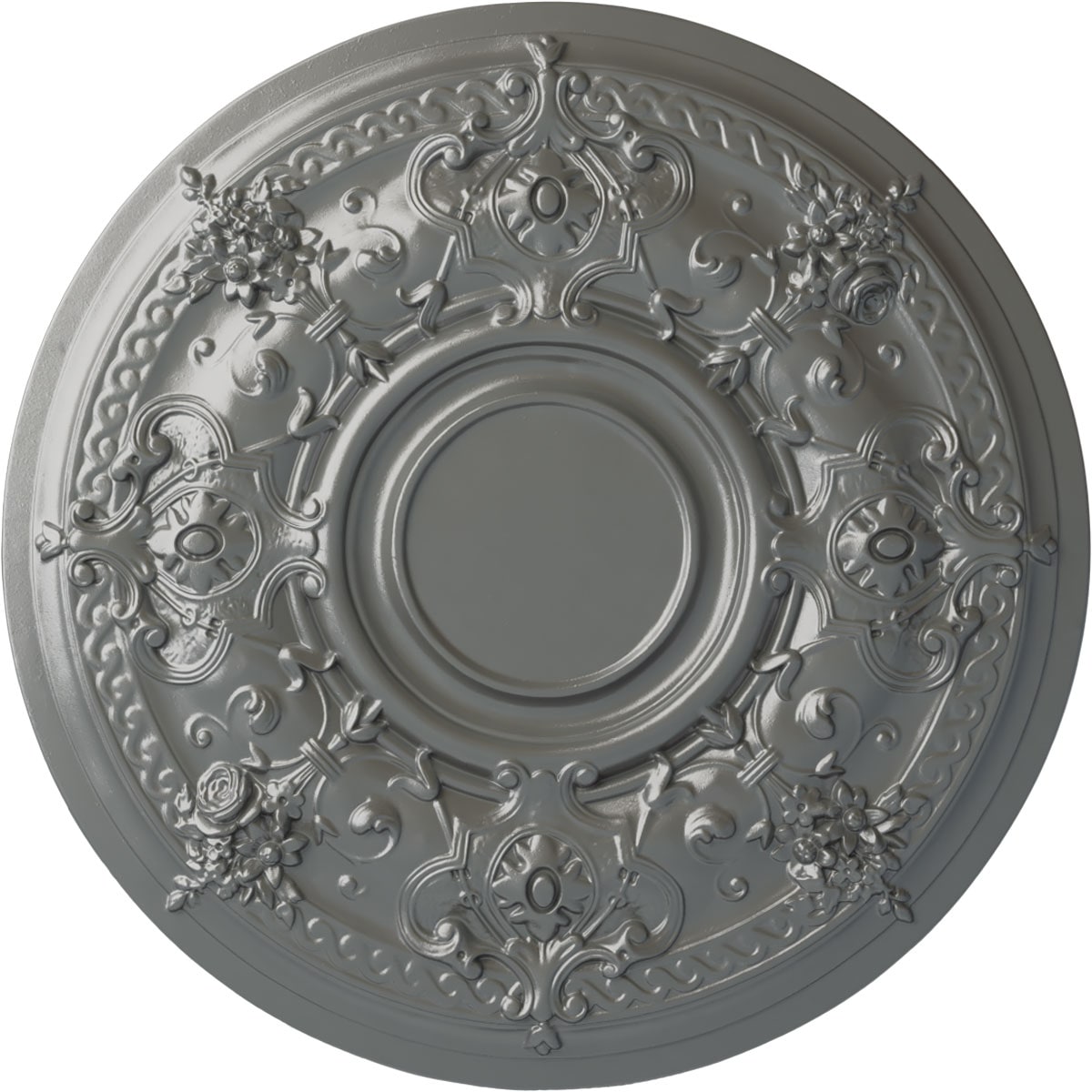 Ekena Millwork CM29DASLS Darnay 29.25-in W x 29.25-in L Painted Silver Polyurethane Whole Ceiling Medallion