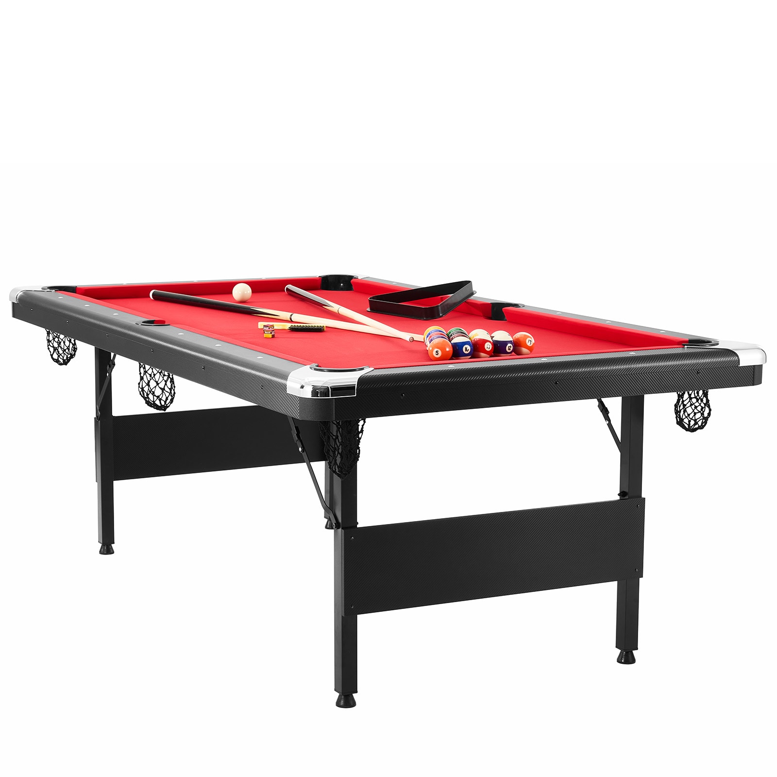 GIVIMO 7-ft Foldable Portable Billiard Pool Table with Balls Cues and Brush Kit