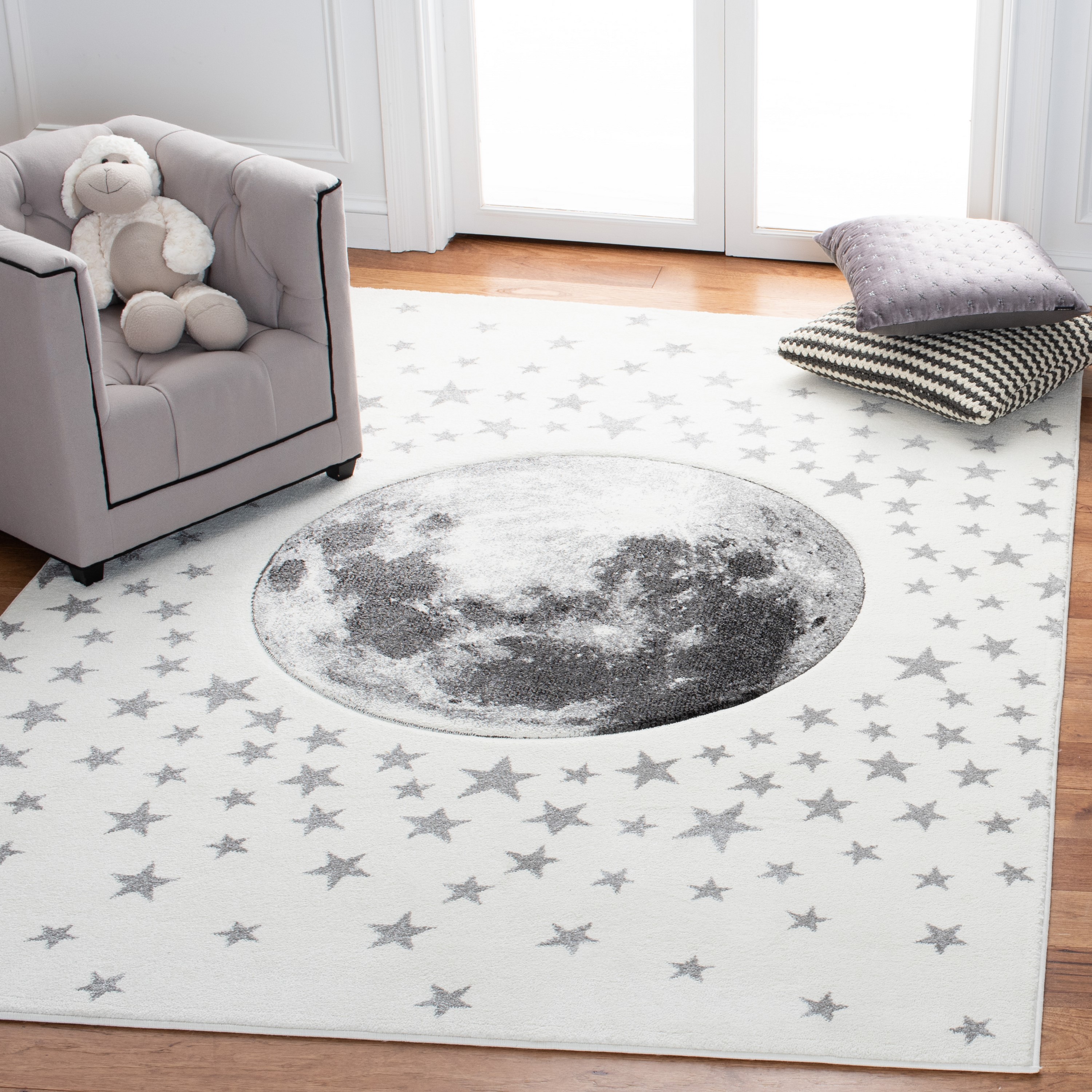 Safavieh CRK135A-24 Carousel Kids 2 x 4 (ft) Loomed Polypropylene Ivory/Gray Rectangular Indoor Abstract Throw rug