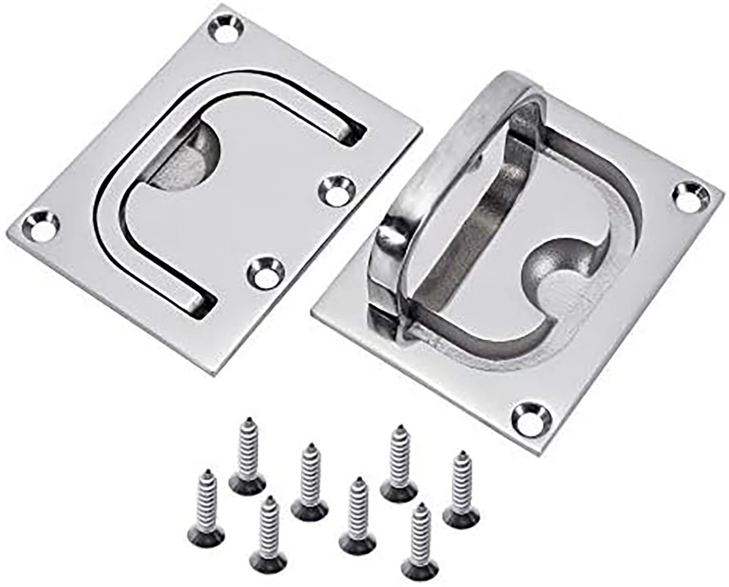 Etokfoks  boat flush lift ring pack 2 marine grade 316 stainless steel polished deck hatch pull handle trap door latch recessed hardware