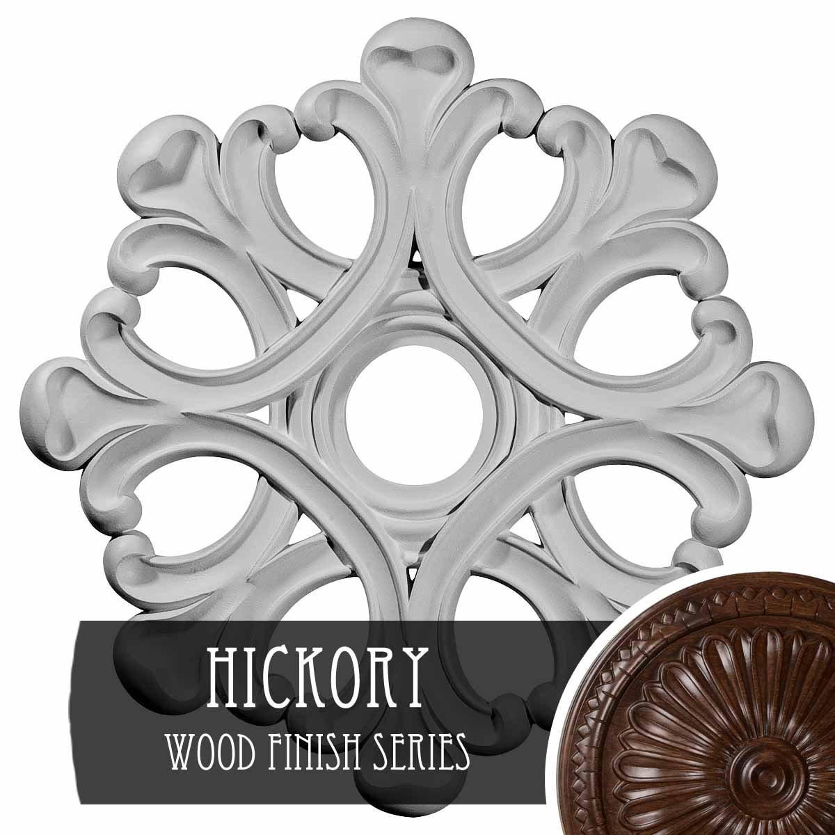 Ekena Millwork CM20ANHIS Angel 20.875-in W x 20.875-in L Hickory Polyurethane Ceiling Medallion