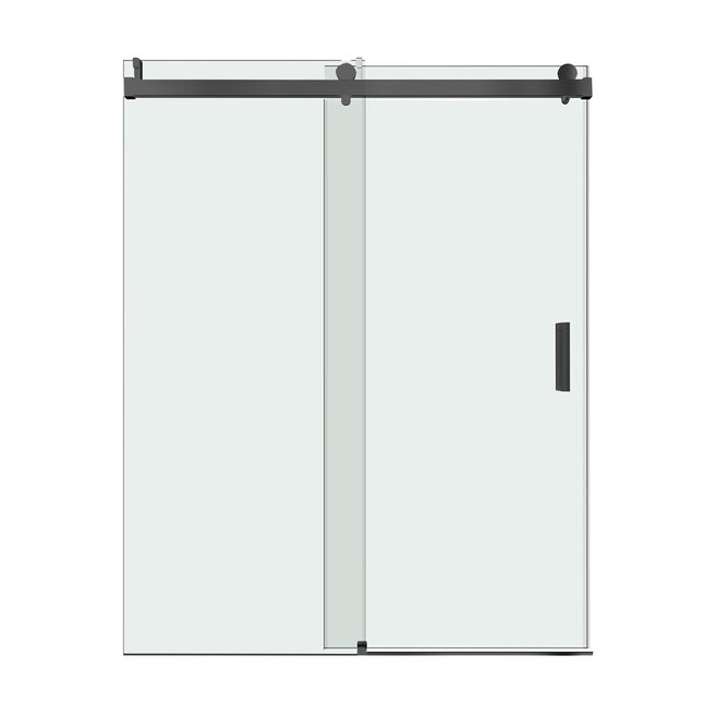 Wellfor 56 In To 60 W X 76 H Single Sliding Shower Door With Soft Closing Matte Black Barn 3 8 Clear Tempered Glass, Single Sliding Shower Door