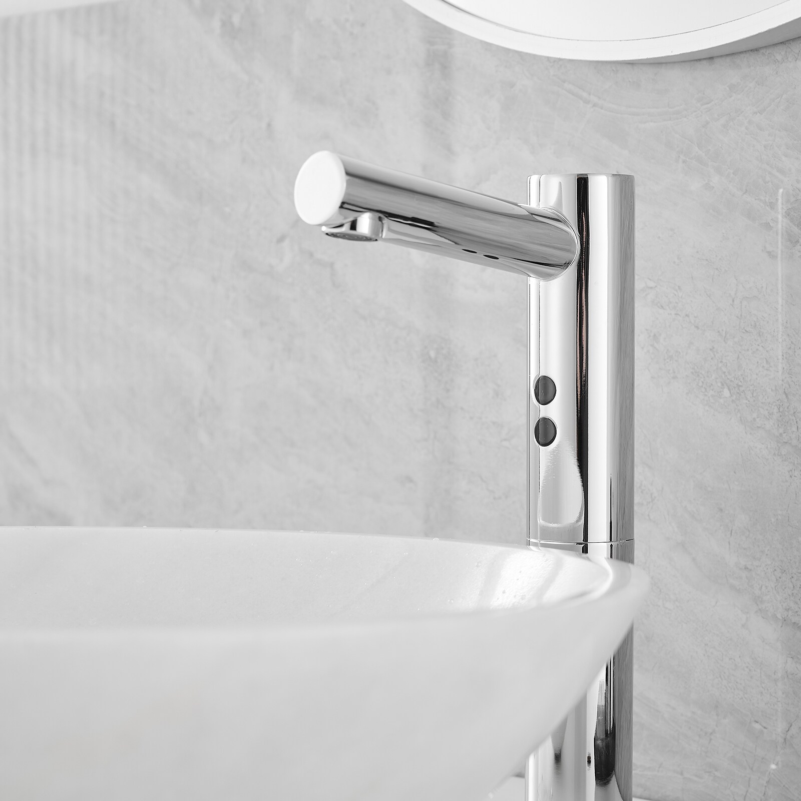 Polished Chrome Touchless Vessel Sink Faucet with Drain Assembly
