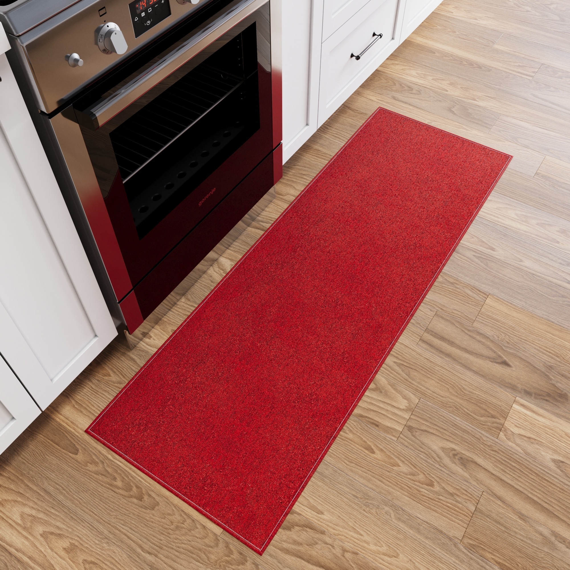 Ottomanson EMY7500-20X59 Non-Slip Hallway Runner 2 x 5 (ft) Loomed Polyester Red Rectangular Indoor Solid Runner rug