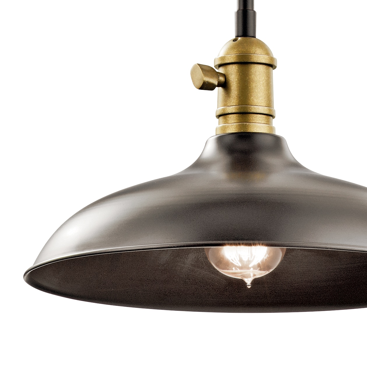 Vintage Bronze 12" Cone Glass Pendant Light with Down Lighting