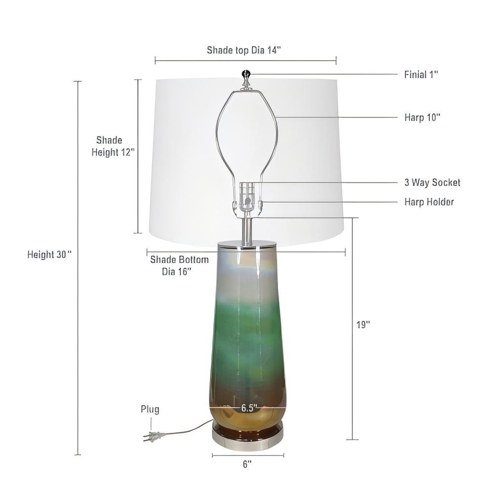 Basdien 30 in Multicolor Table Lamp Glass Base Modern Design Elegant ...