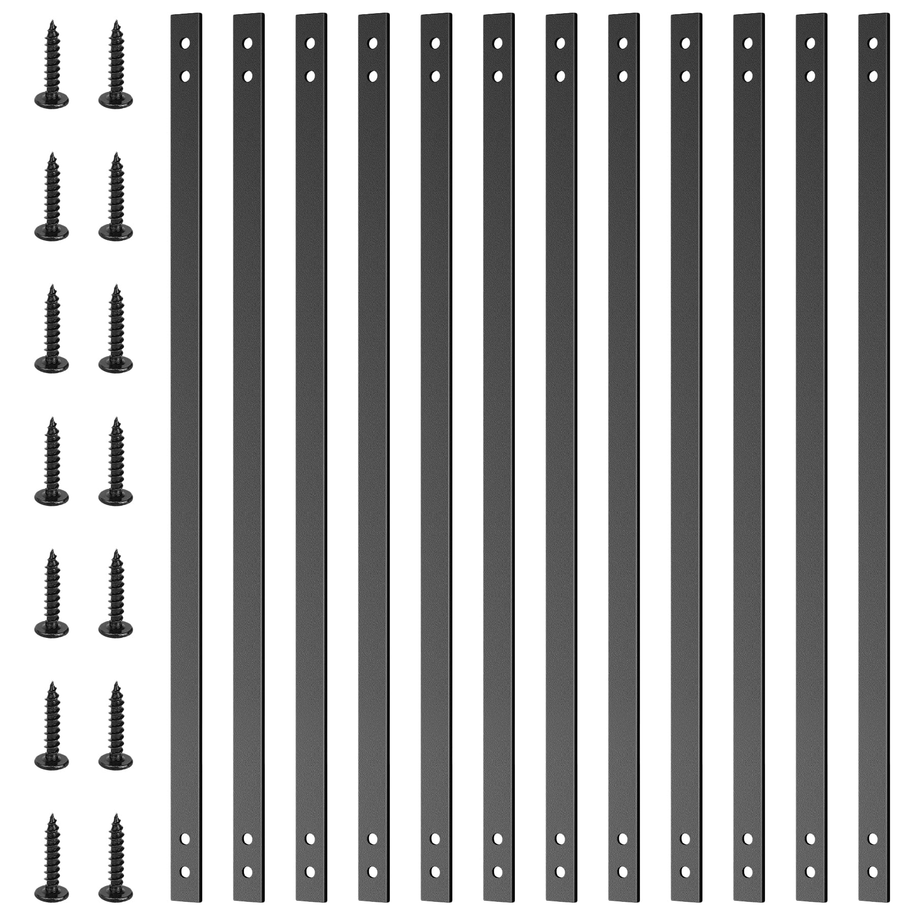 Aoibox  32 25 in x 1 in Flat Metal Deck Spindles for Wood and Composite Railings 61 Pack with Installation