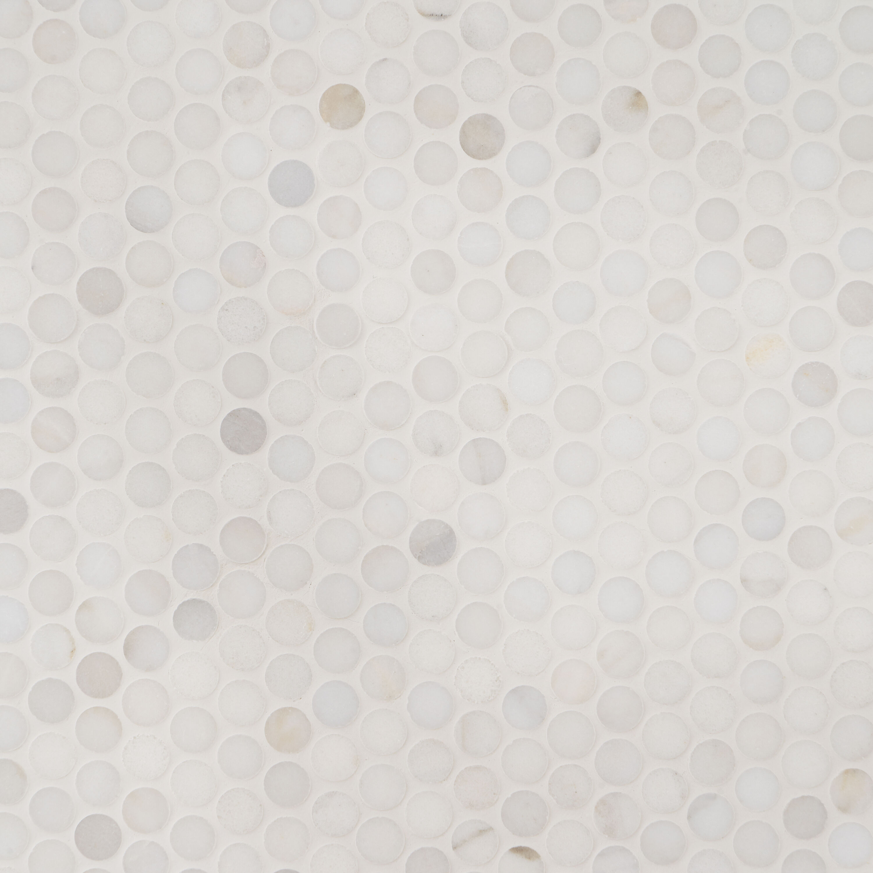 Artmore Tile EXT3RD106407 White Jade White 11-in x 12-in Polished Natural Stone Marble Look Penny Mosaic Floor and Wall Tile (0.94-sq. ft/ Piece)