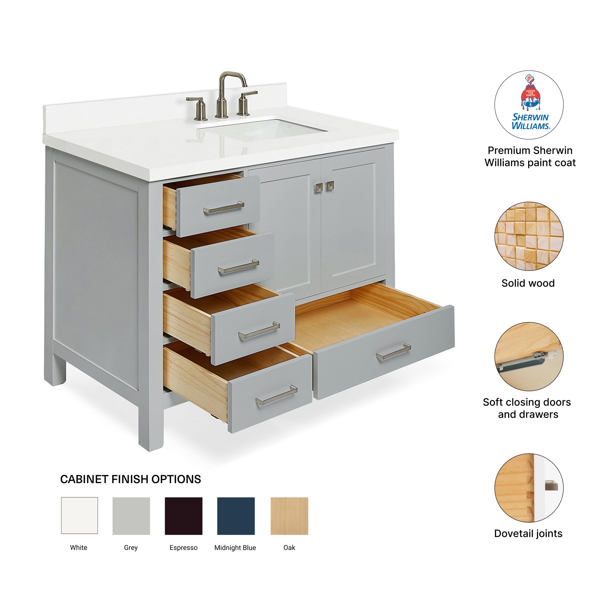 ARIEL A043SRWQRVOGRY Bath-Vanity-Combo - View #4
